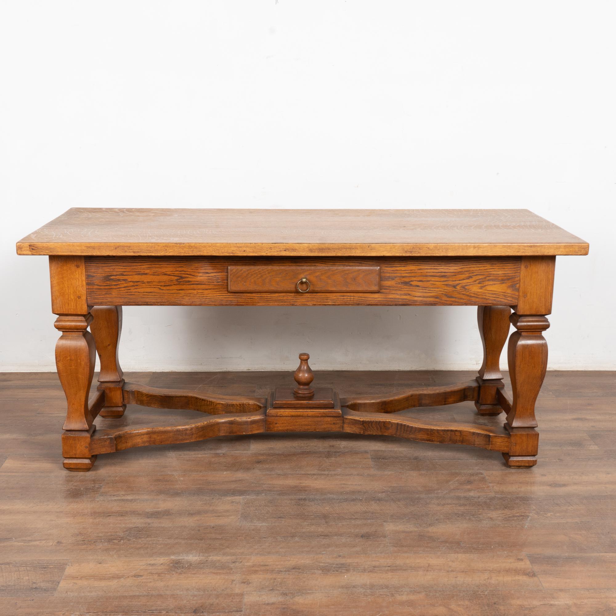 19th Century Oak Baroque Library Table In Good Condition For Sale In Round Top, TX