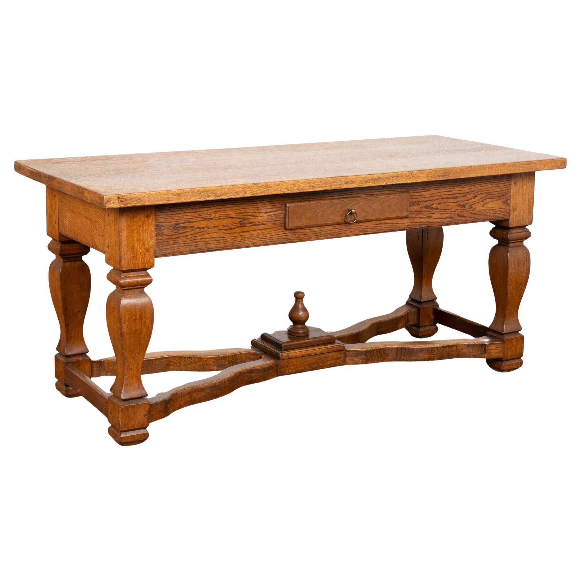 19th Century Oak Baroque Library Table For Sale