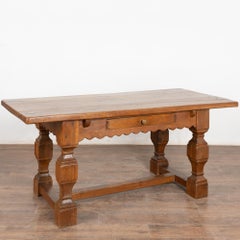 19th Century Oak Baroque Style Library Table from Denmark