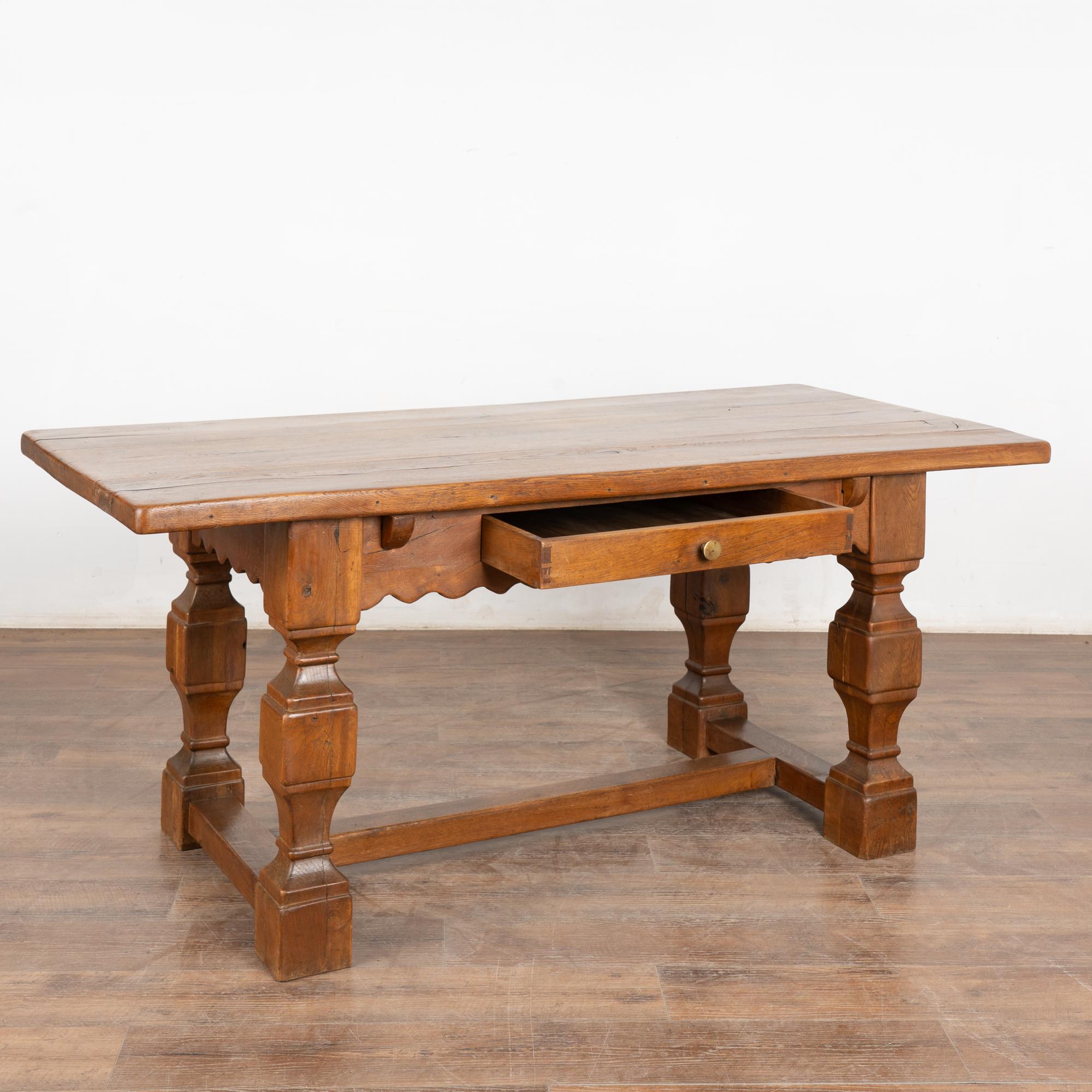 Danish 19th Century Oak Baroque Style Library Table from Denmark For Sale