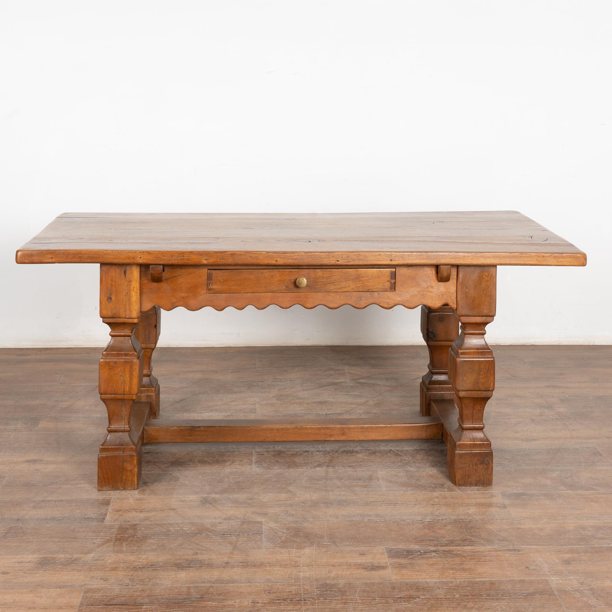 19th Century Oak Baroque Style Library Table from Denmark In Good Condition For Sale In Round Top, TX