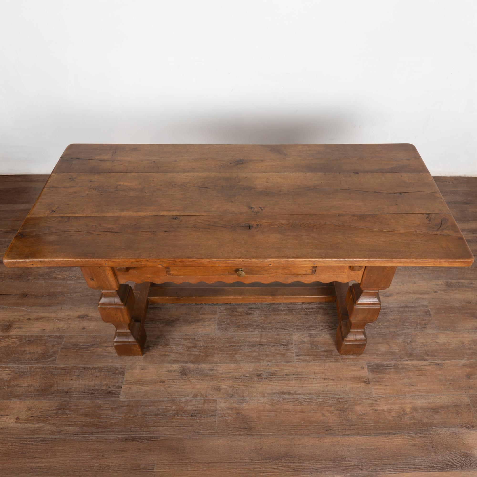 19th Century Oak Baroque Style Library Table from Denmark For Sale 1