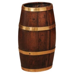 19th Century Oak Barrel with Brass Banding