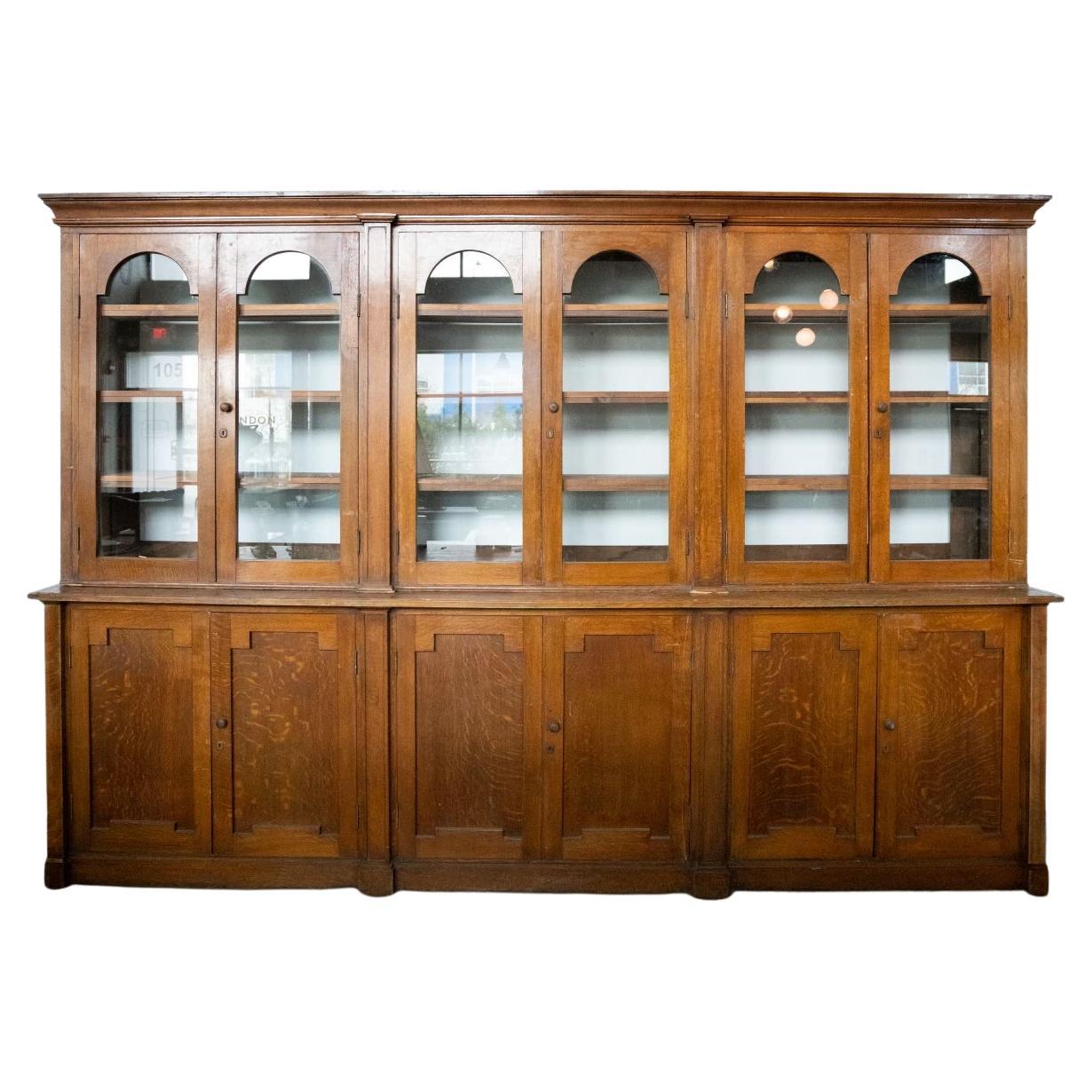 19th Century Oak Bookcase Dry Bar Cabinet For Sale