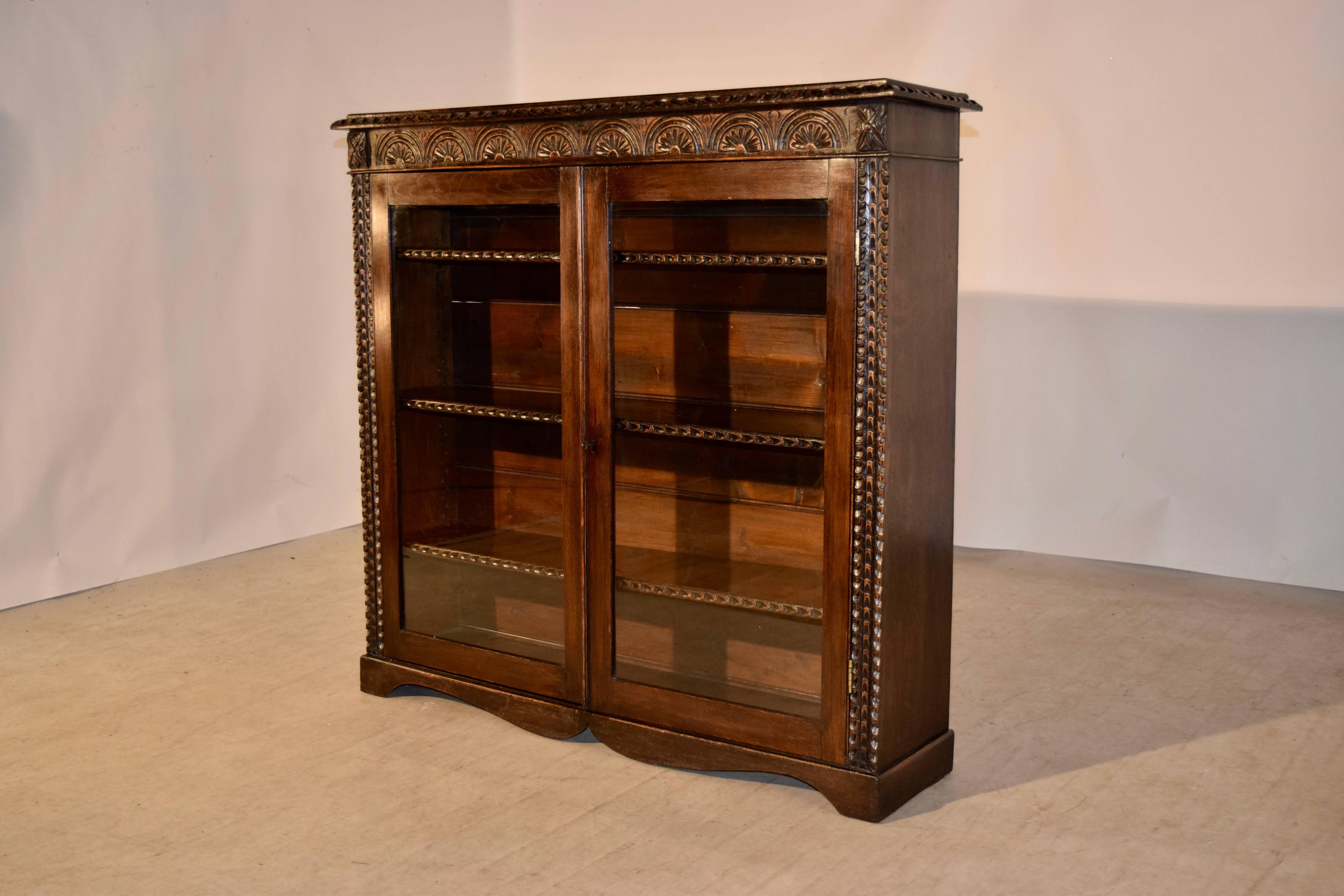 Victorian 19th Century Oak Bookcase with Glazed Doors