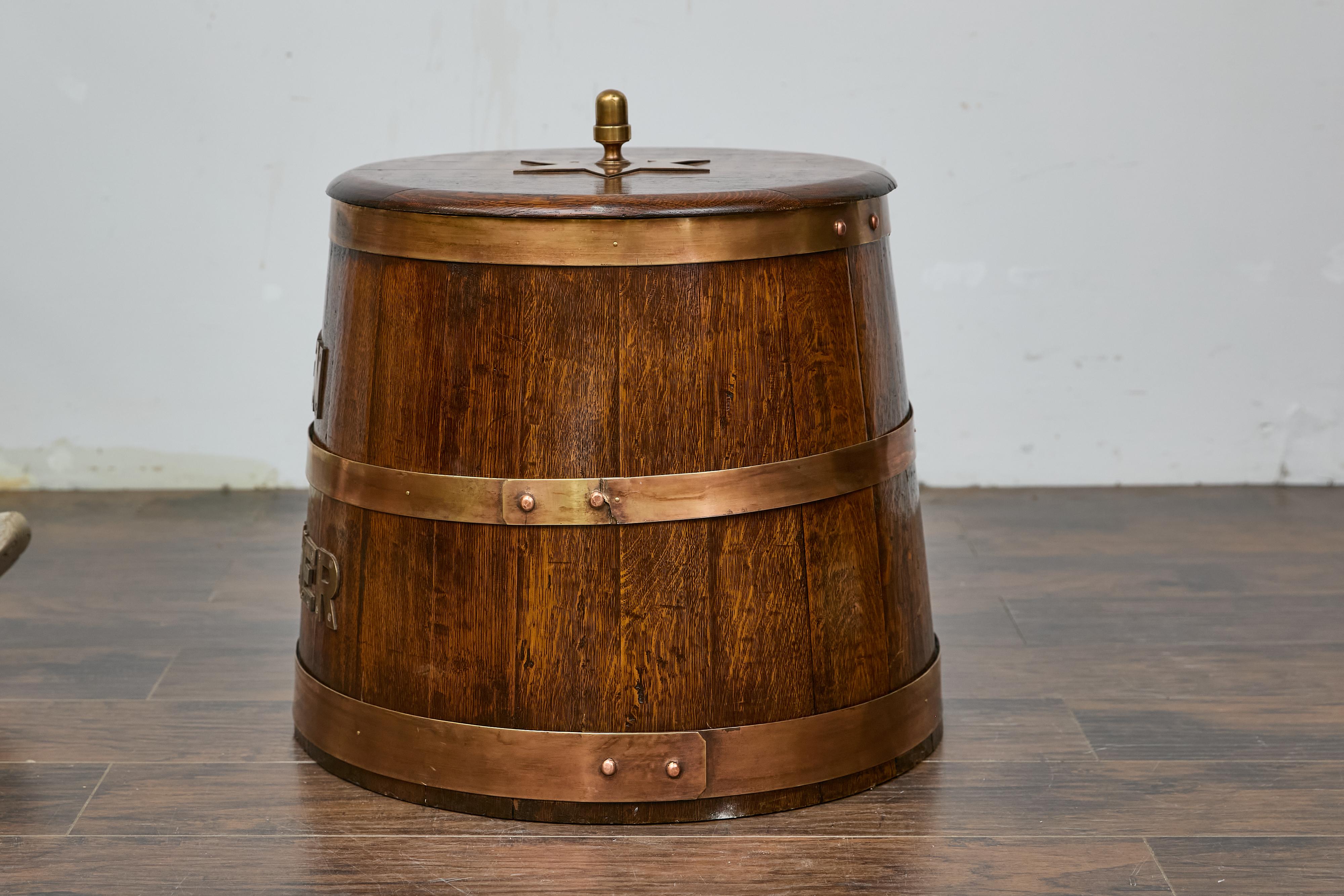 19. Jahrhundert Eiche, Messing Rum Tub mit nautischer Geschichte - The Queen God Bless Her im Angebot 7