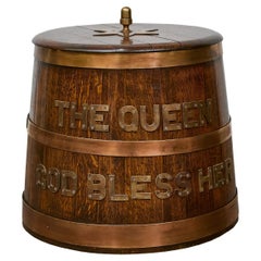 19th Century Oak, Brass Rum Tub with Nautical History - The Queen God Bless Her