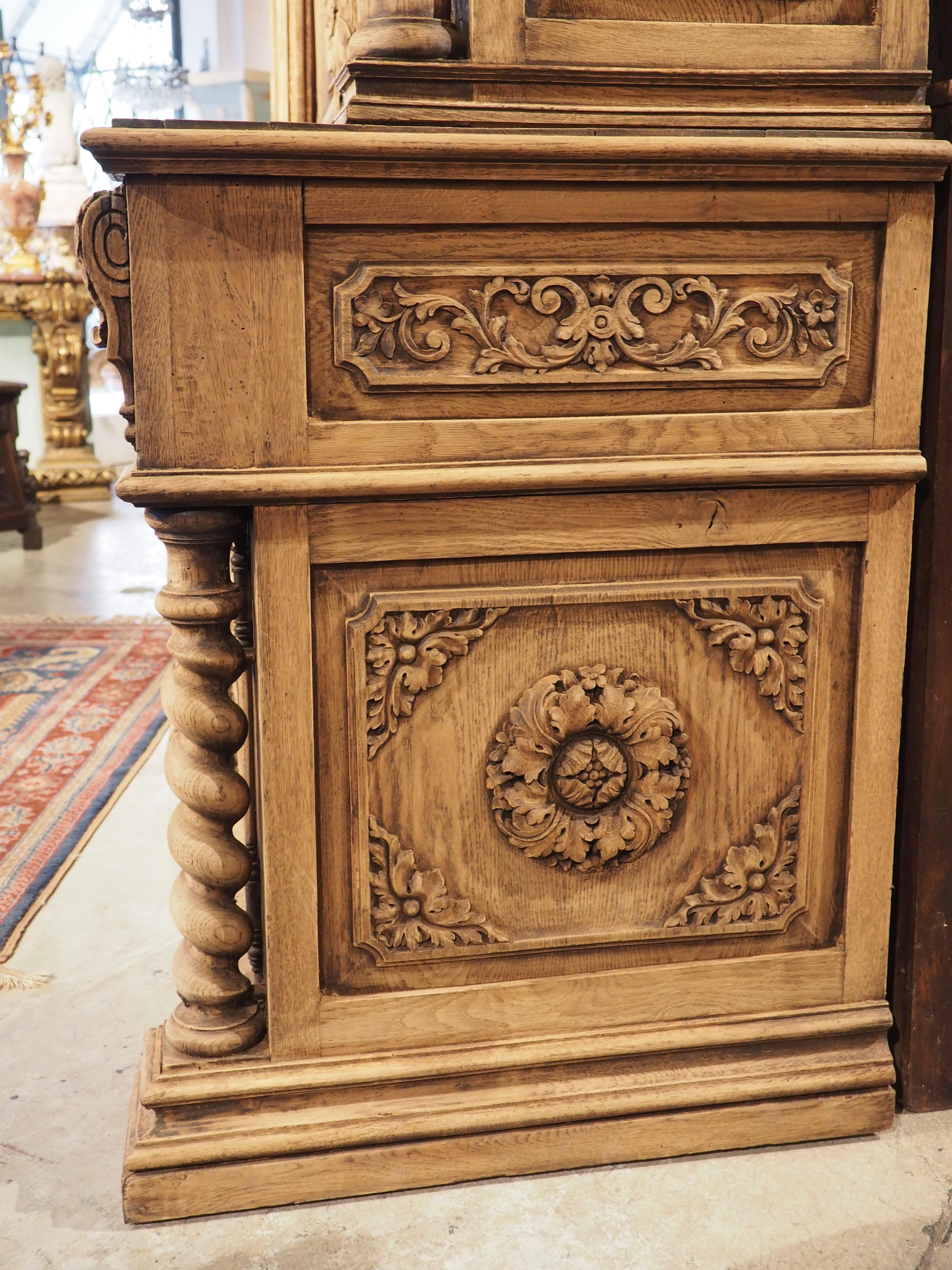 19th Century Oak Buffet Deux Corps, the Arms of Brittany and France 3