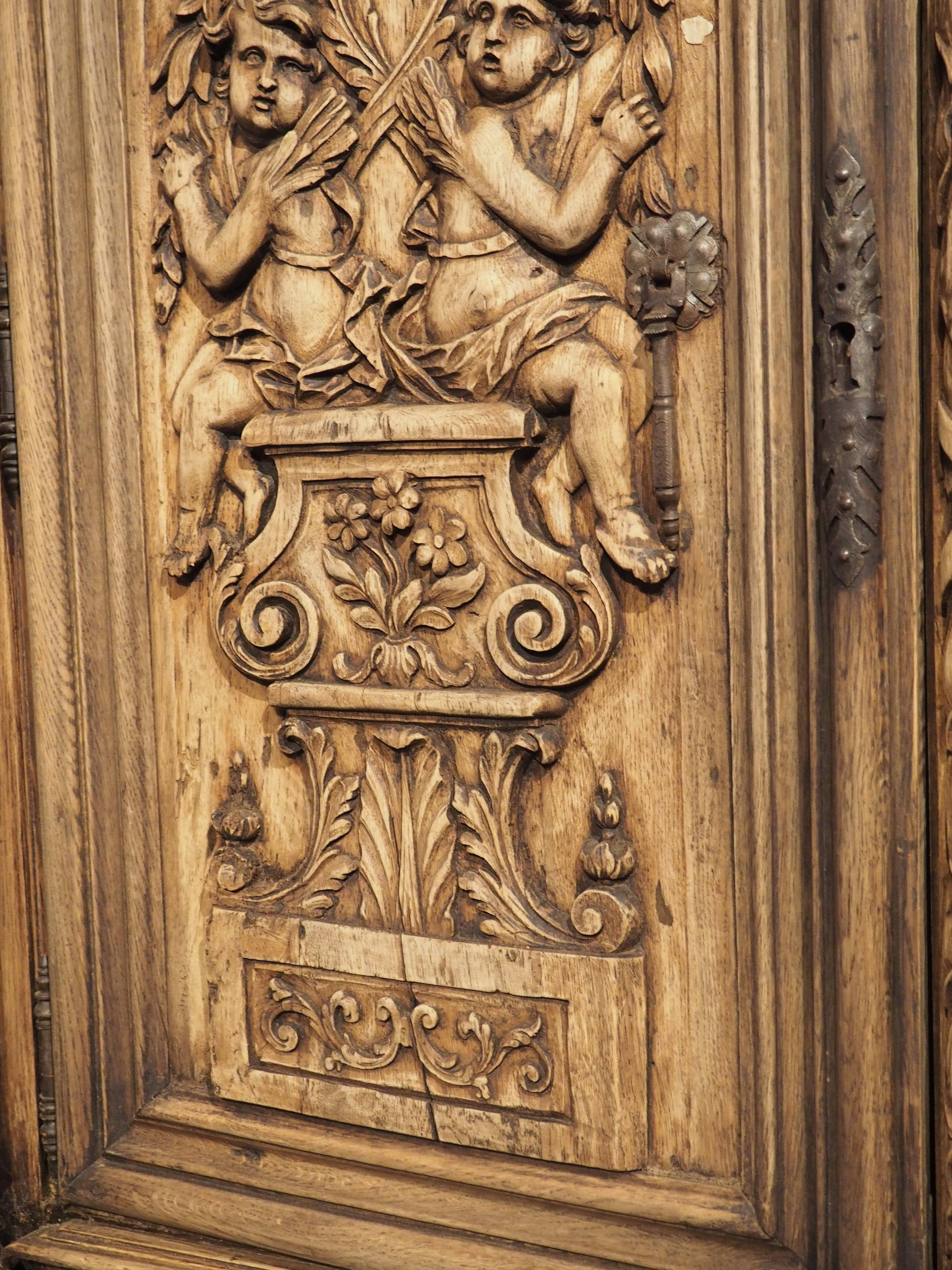 19th Century Oak Buffet Deux Corps, the Arms of Brittany and France 11