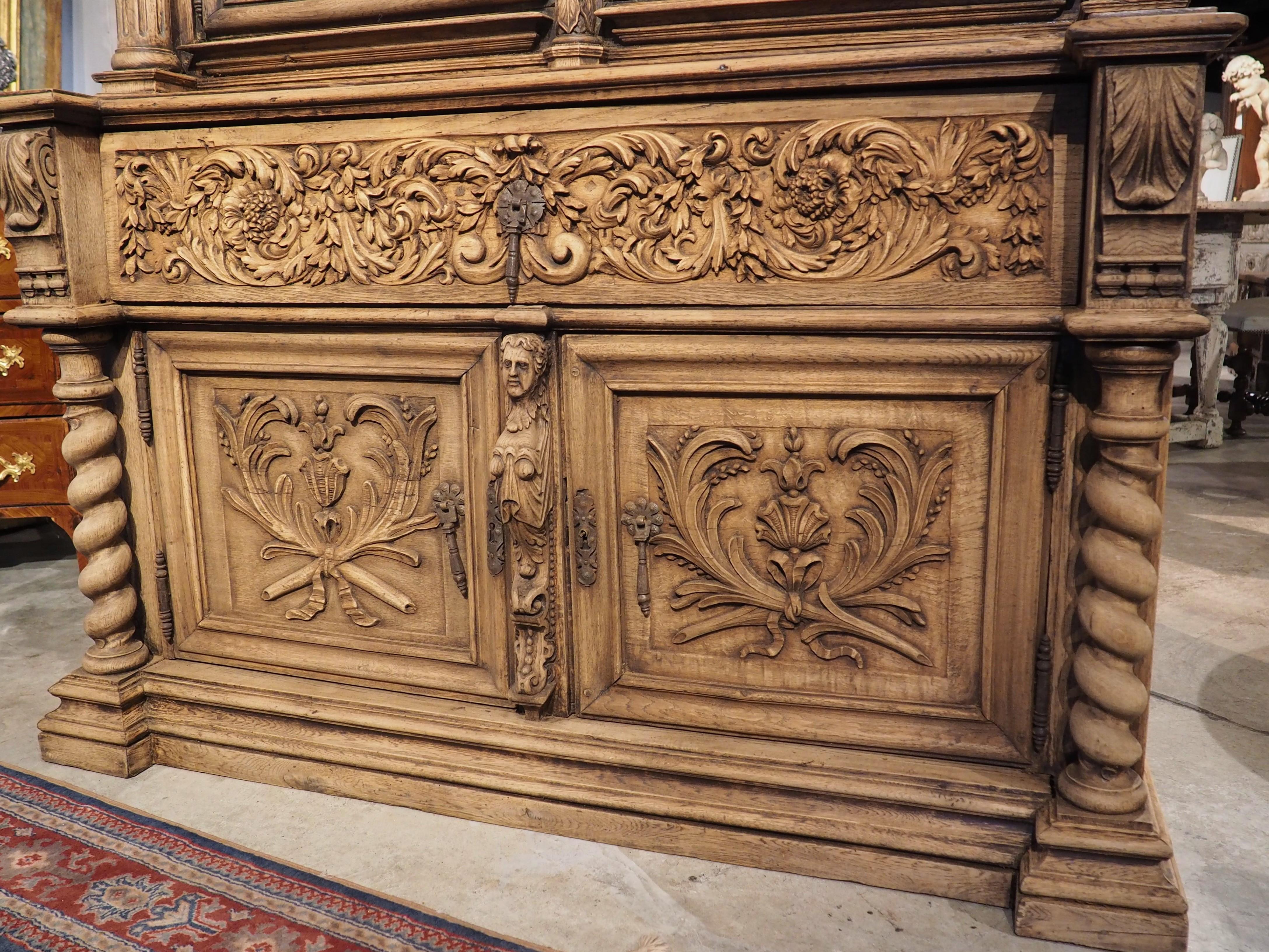 French 19th Century Oak Buffet Deux Corps, the Arms of Brittany and France