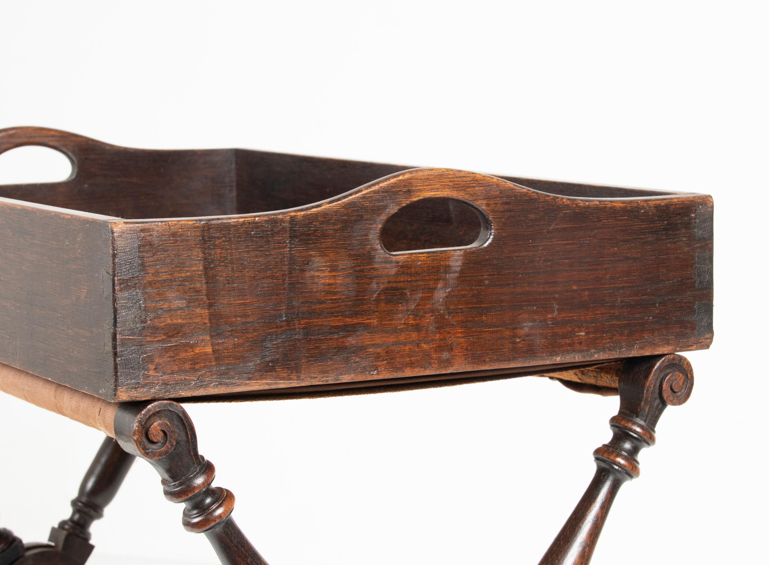 19th Century Oak Butler Tray Foldable 2