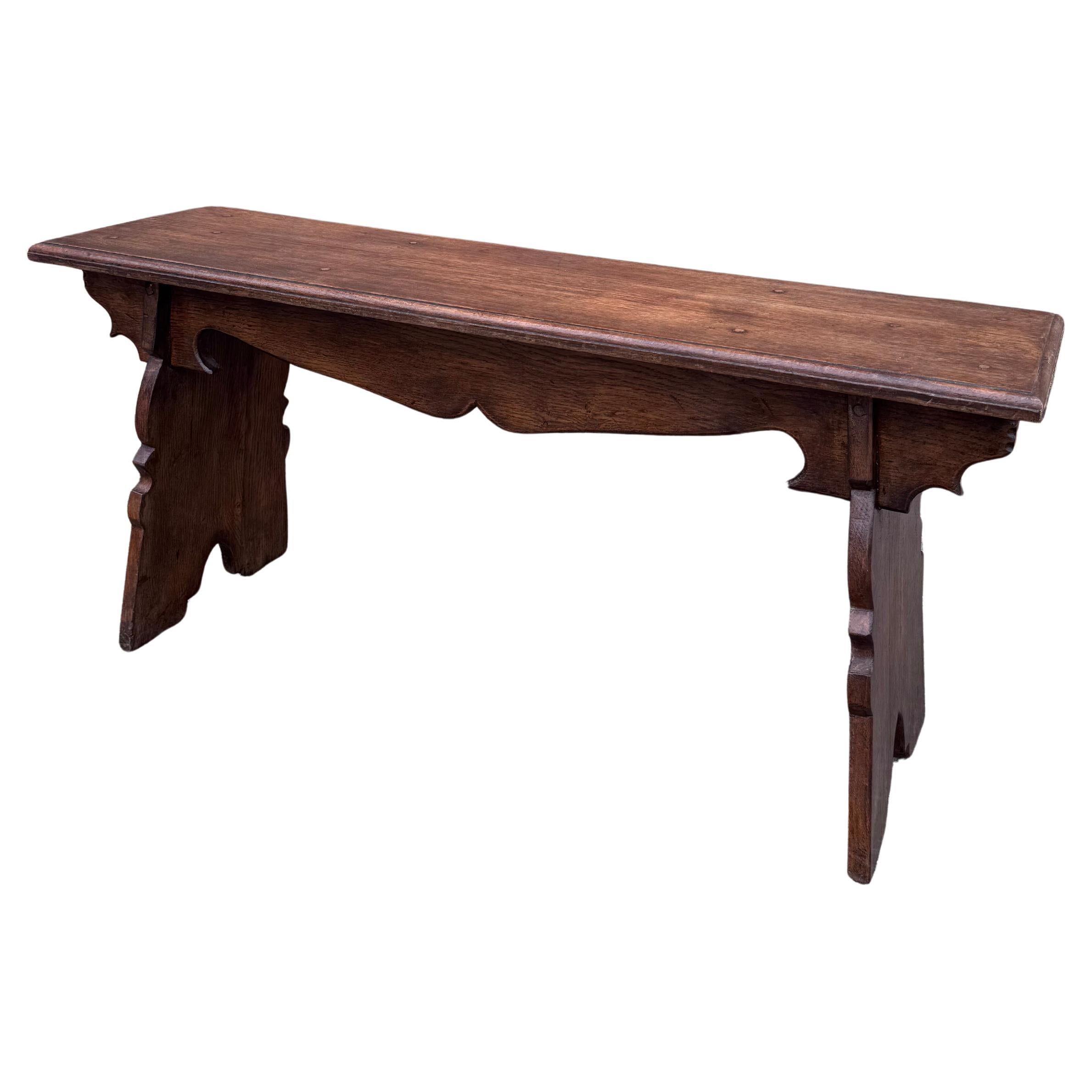 19th Century Oak Carved Wood Bench