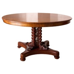 19th century Oak centre table with fretwork column
