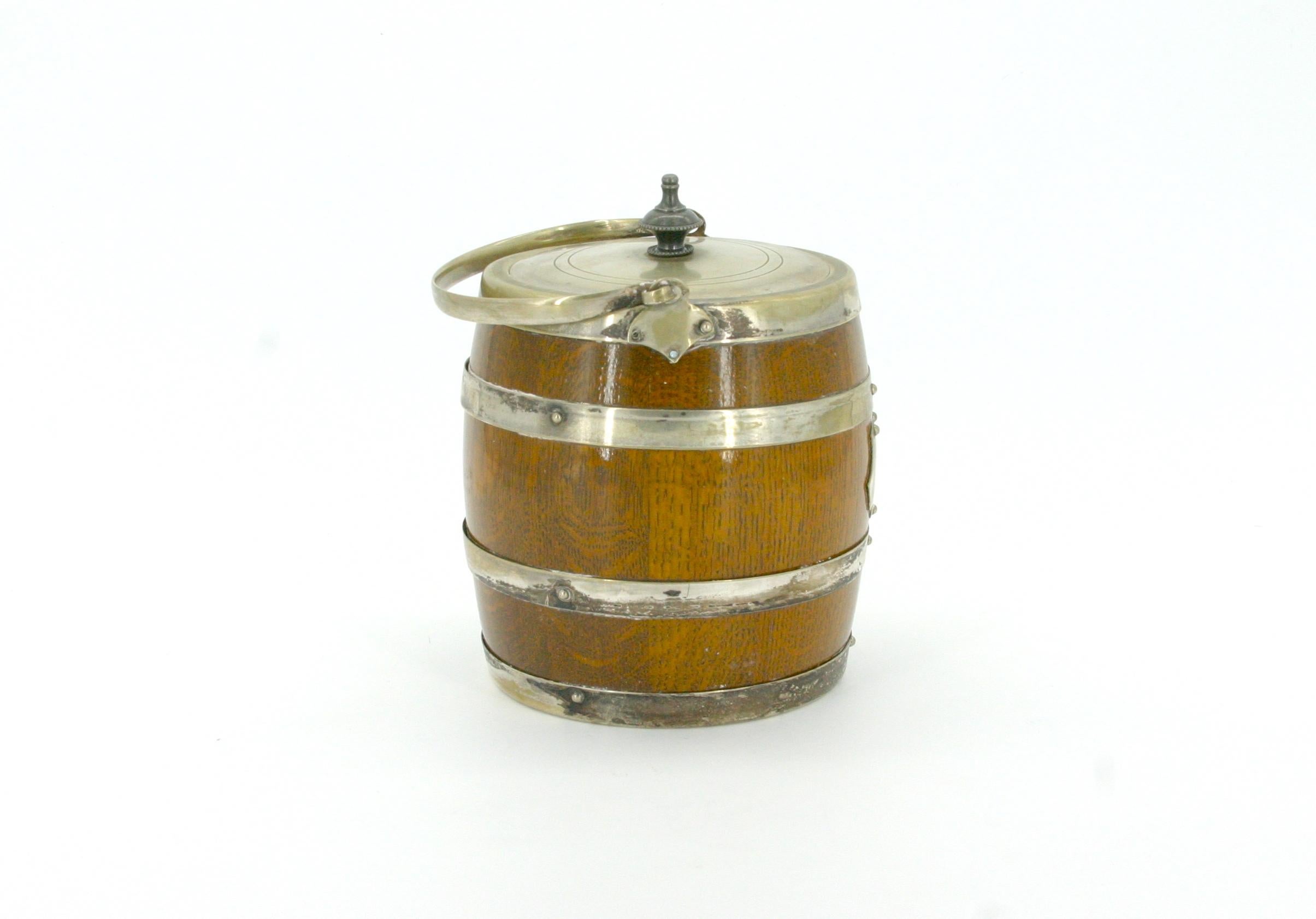 English 19th Century Oak/Ceramic Ice Bucket