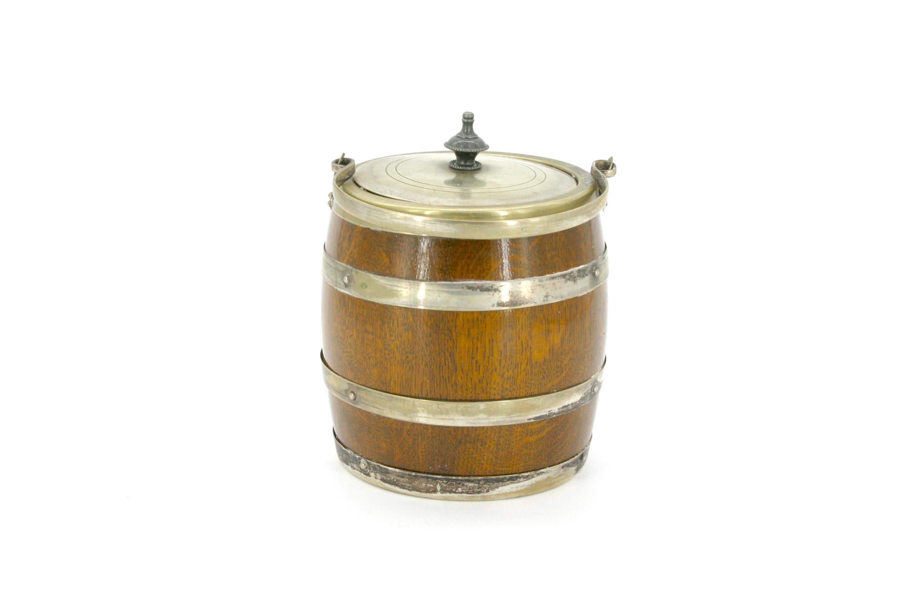 Glazed 19th Century Oak/Ceramic Ice Bucket