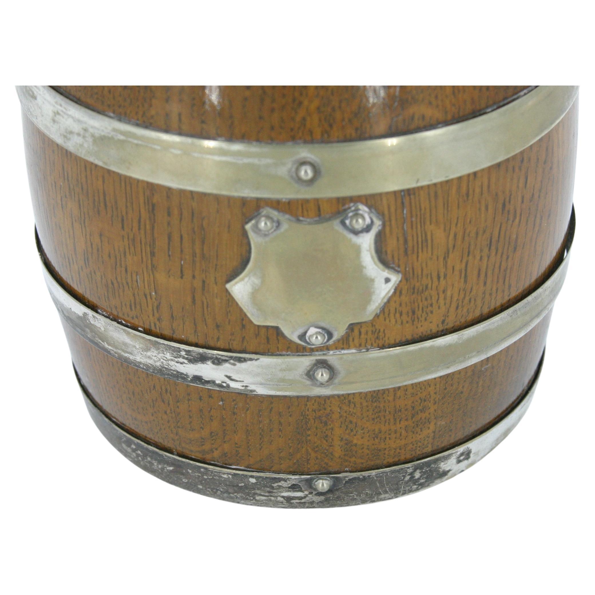 19th Century Oak/Ceramic Ice Bucket In Fair Condition In Tarry Town, NY