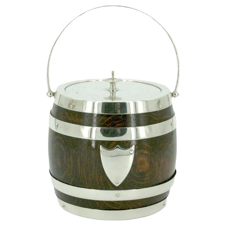 19th Century Oak/Ceramic Ice Bucket For Sale at 1stDibs