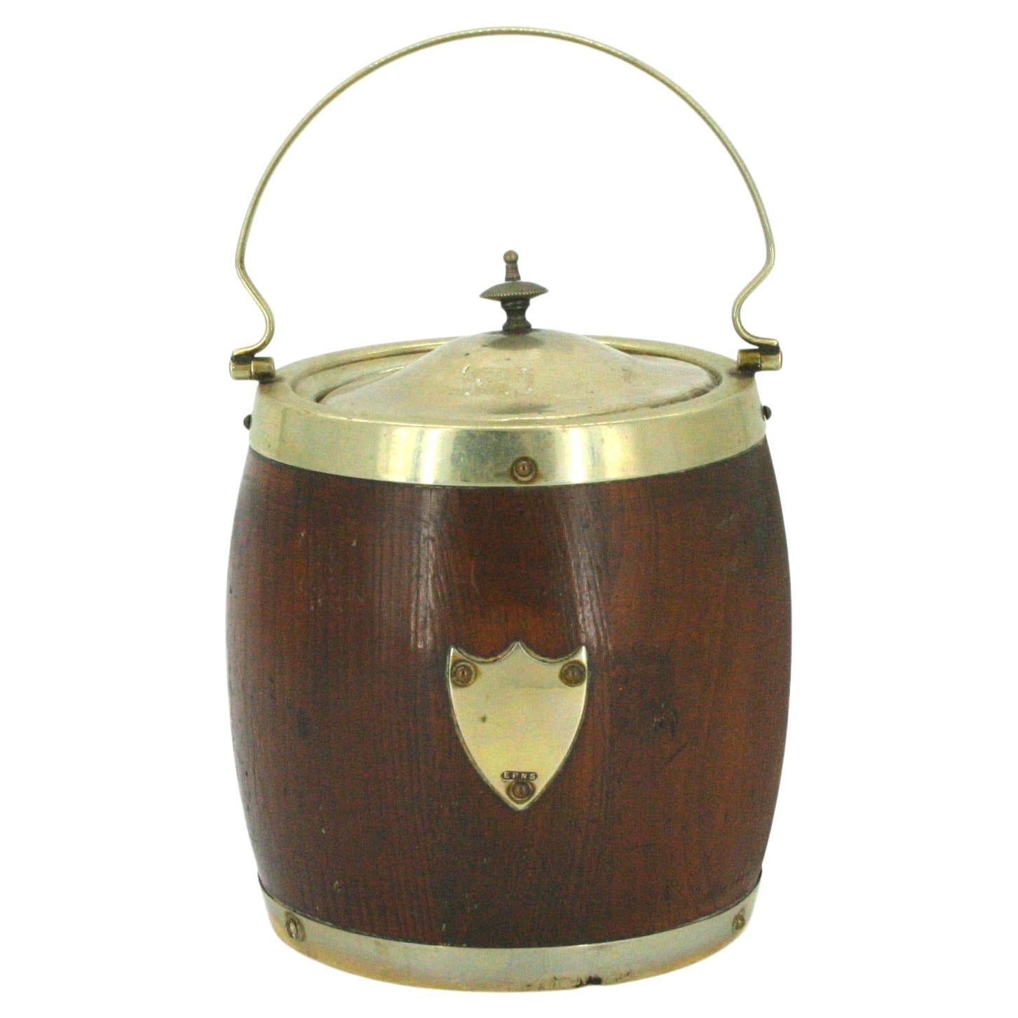 19th Century Oak / Ceramic Ice Bucket