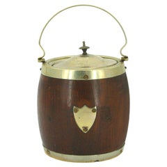Antique 19th Century Oak / Ceramic Ice Bucket