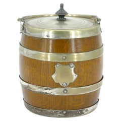 19th Century Oak/Ceramic Ice Bucket
