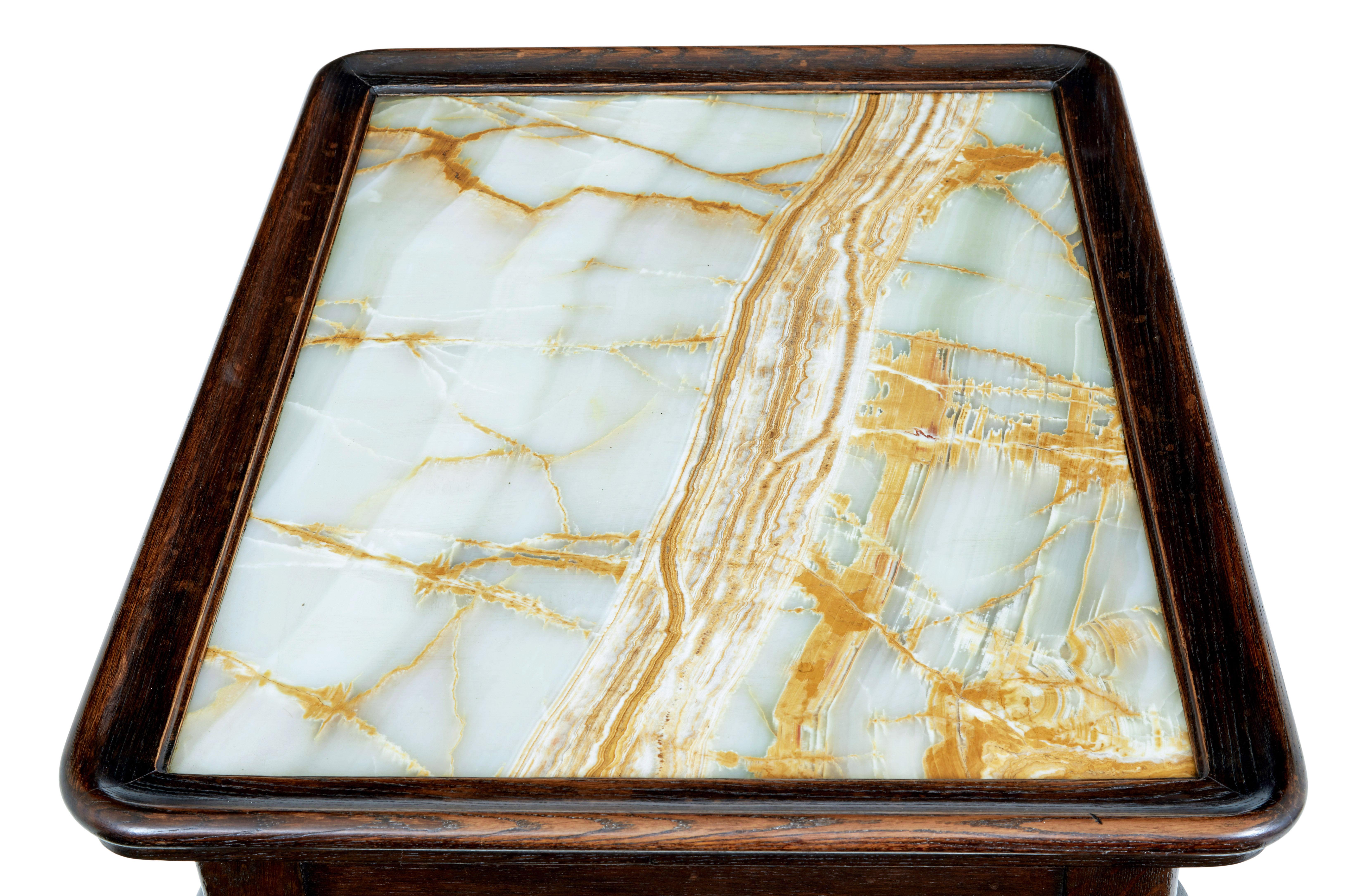 English 19th Century oak chippendale influenced onyx top table For Sale