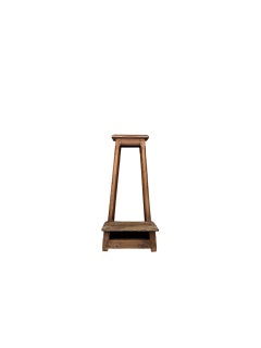 19th-Century Oak Choir Stool with Footrest, Authentic Liturgical Furniture