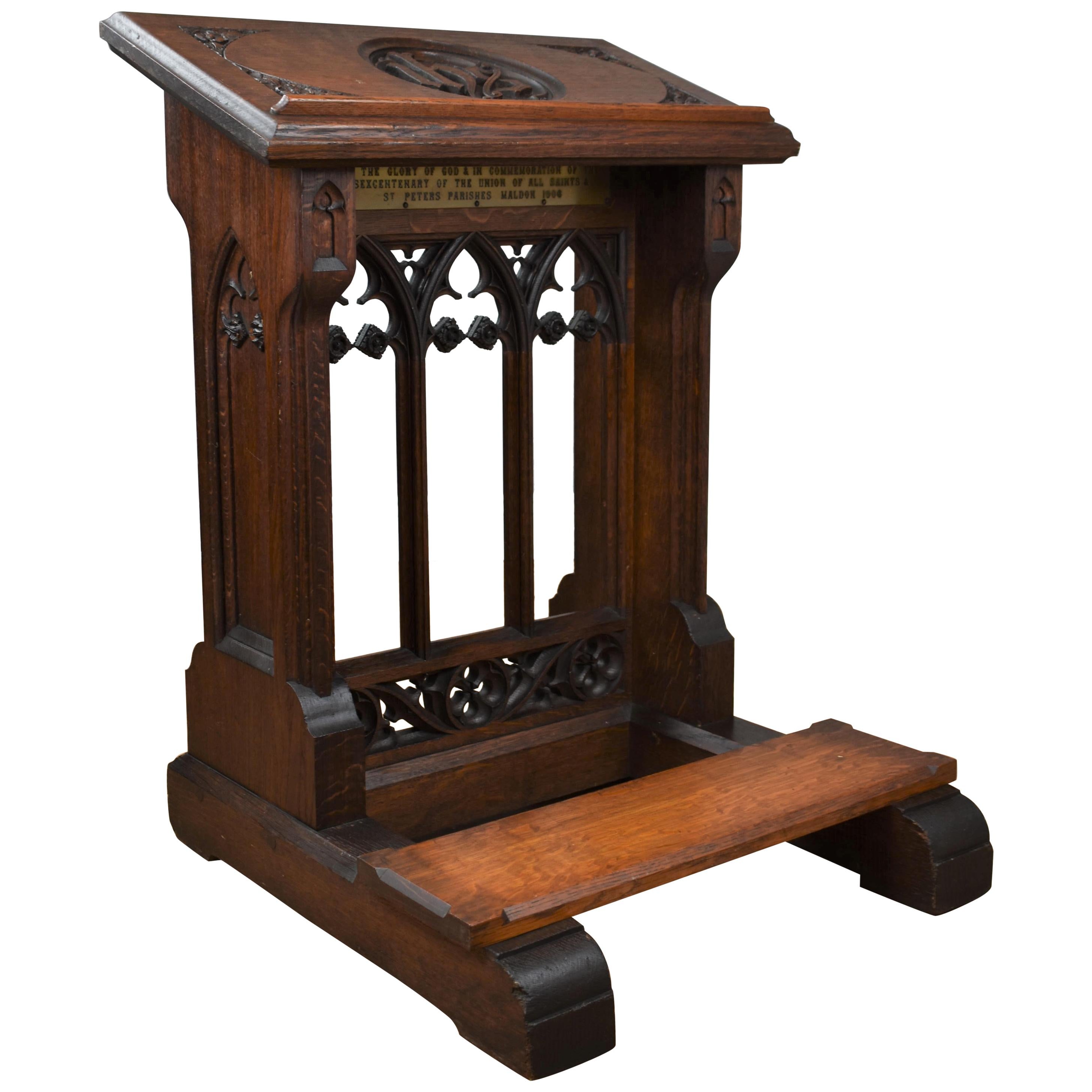 19th Century Oak Church Lectern Praying-Reading Stand