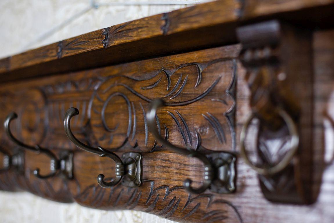 antique oak coat rack