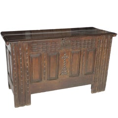 19th Century Oak Coffer, Trunk, Chest of Arms