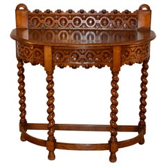 Antique 19th Century Oak Demi-Lune Table