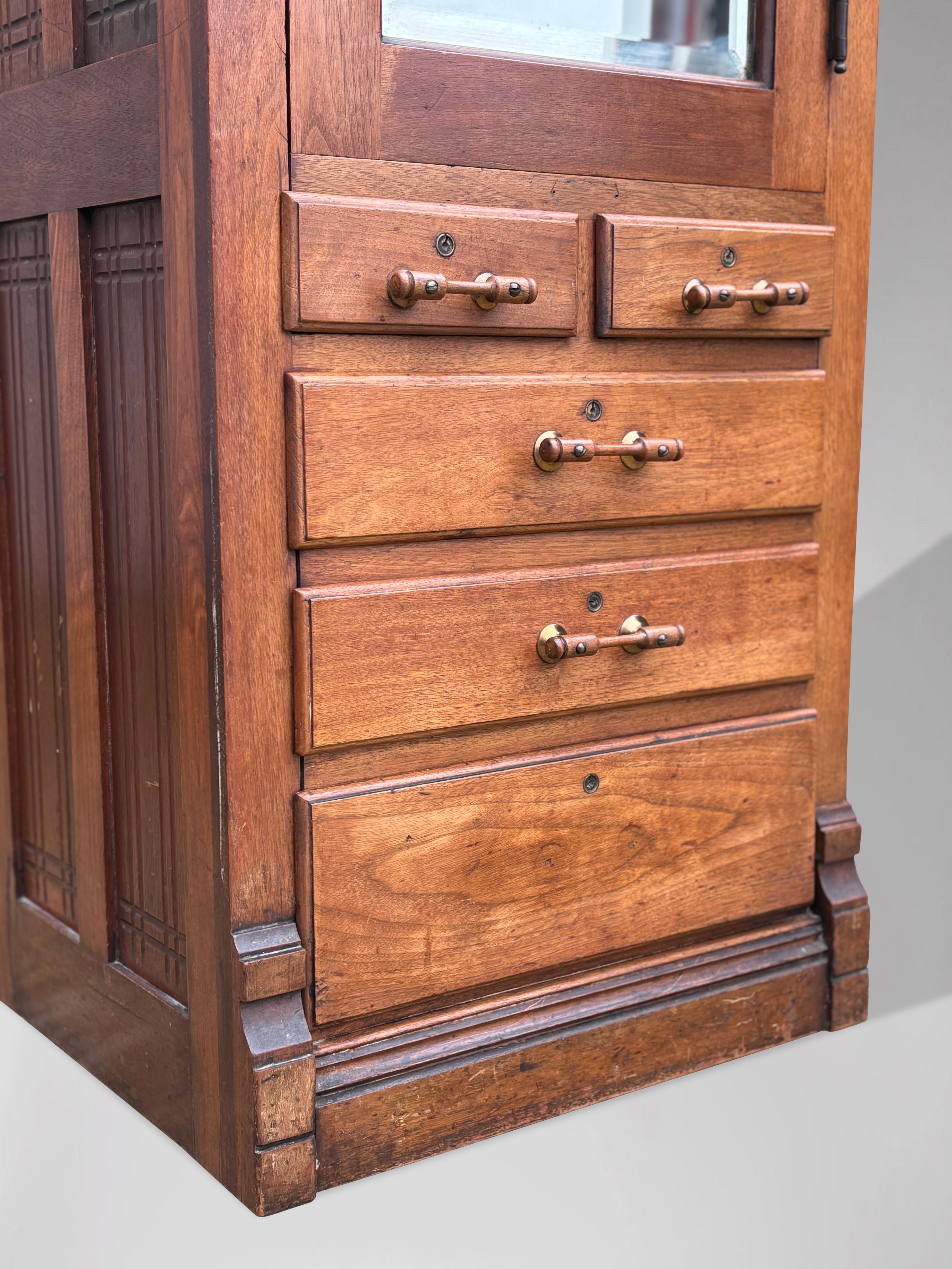 Hand-Crafted 19th Century Oak Dentil Cabinet by Harvard & Co For Sale