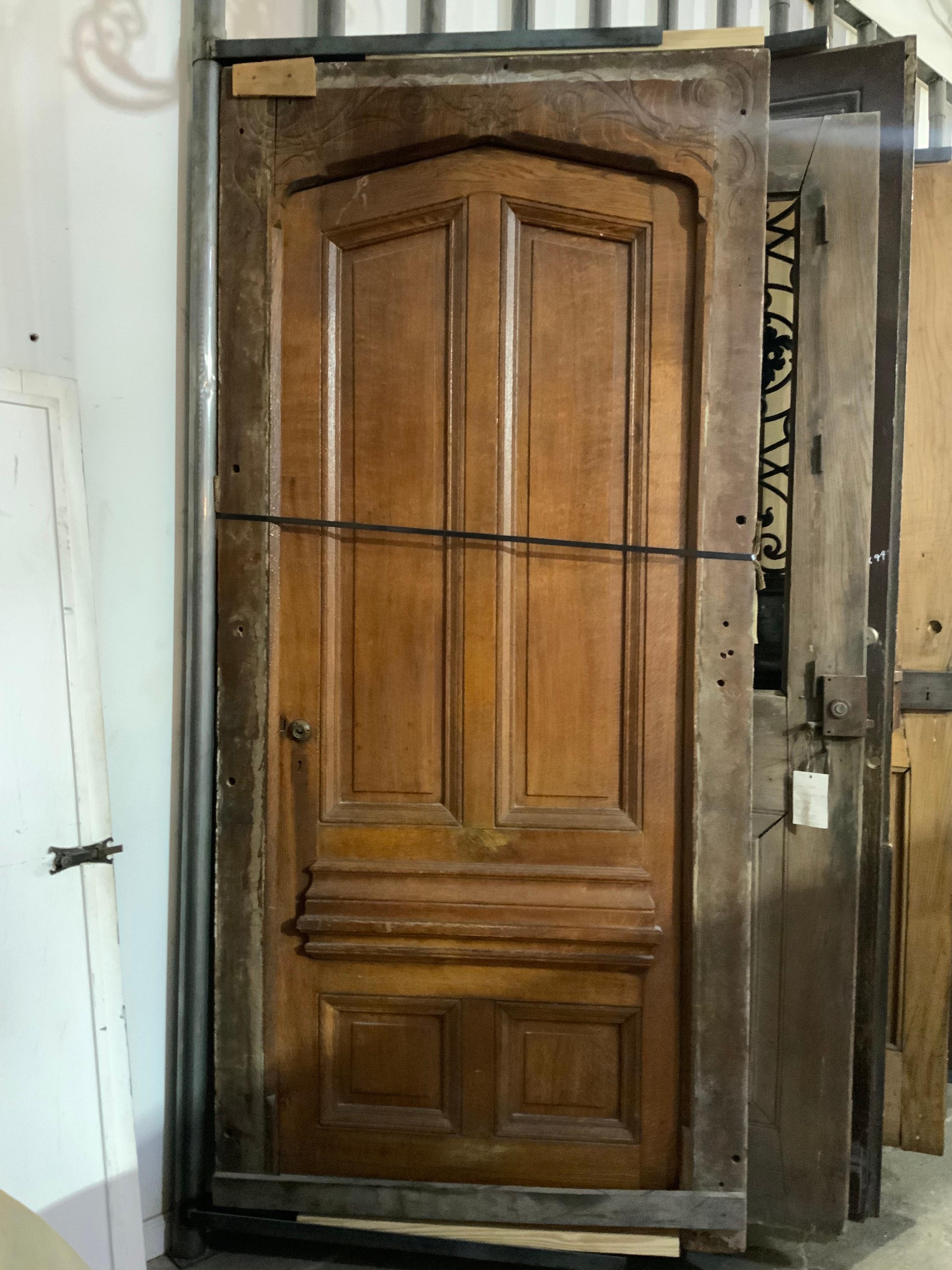 19th Century Oak Door with Frame from France In Good Condition In Dallas, TX