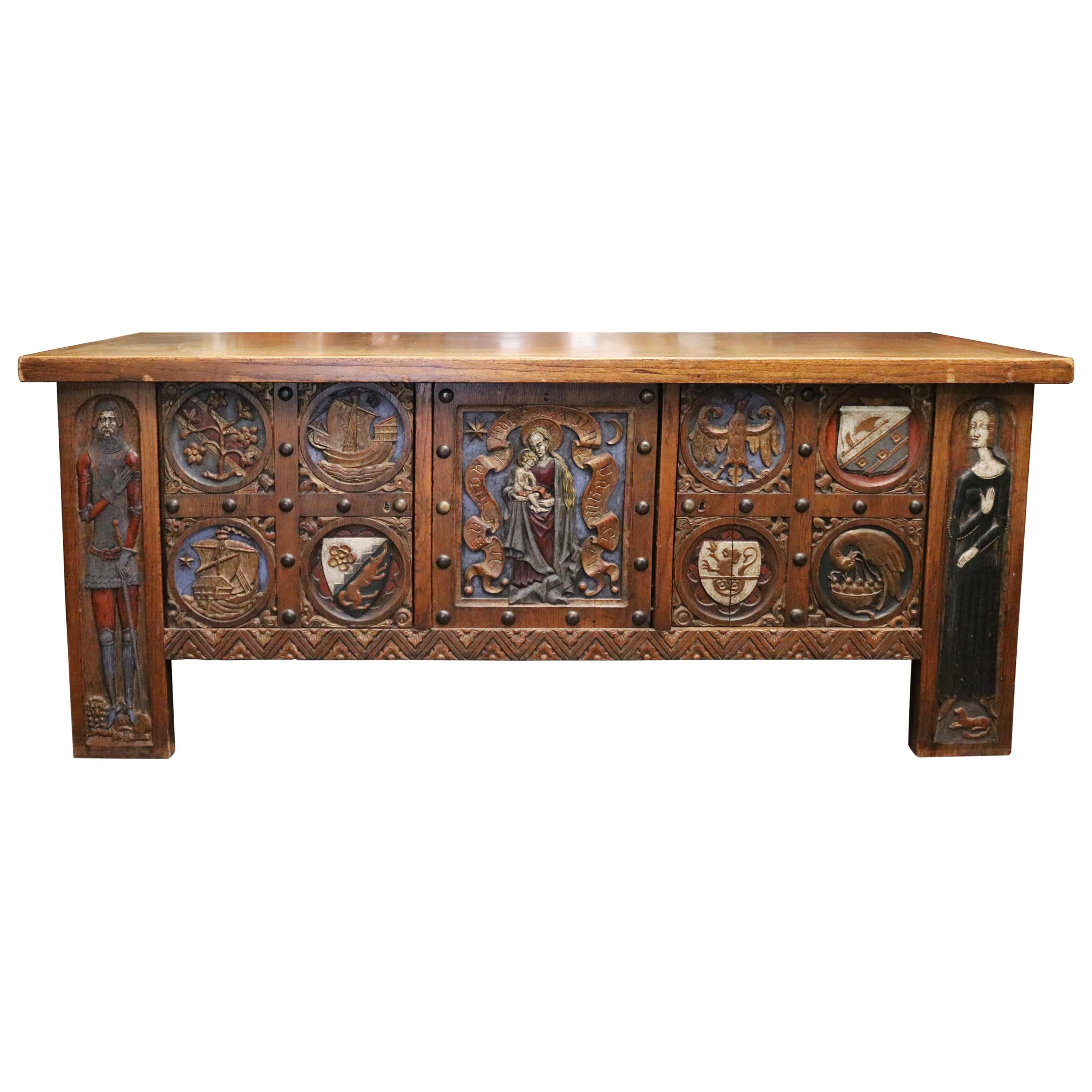 19th Century Oak Dower Chest For Sale