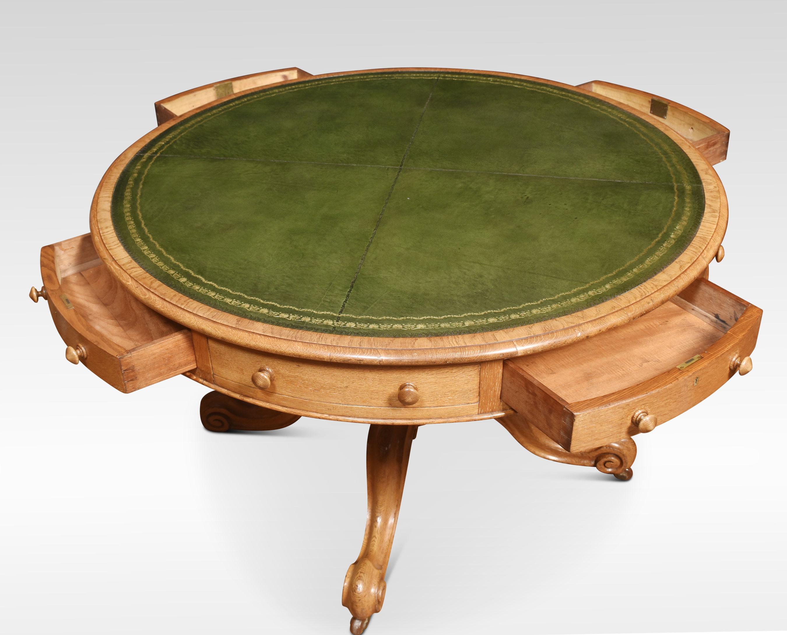 19th Century Oak Drum Table For Sale at 1stDibs