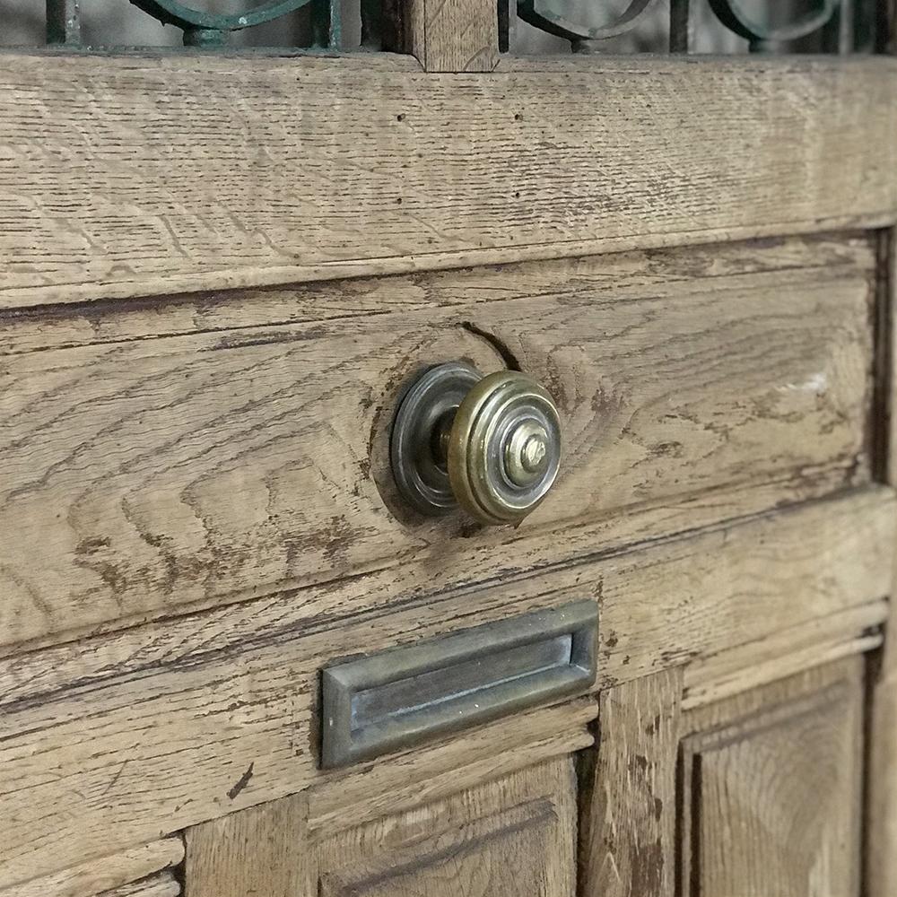 19th Century Oak Entry Door with Wrought Iron In Good Condition In Dallas, TX