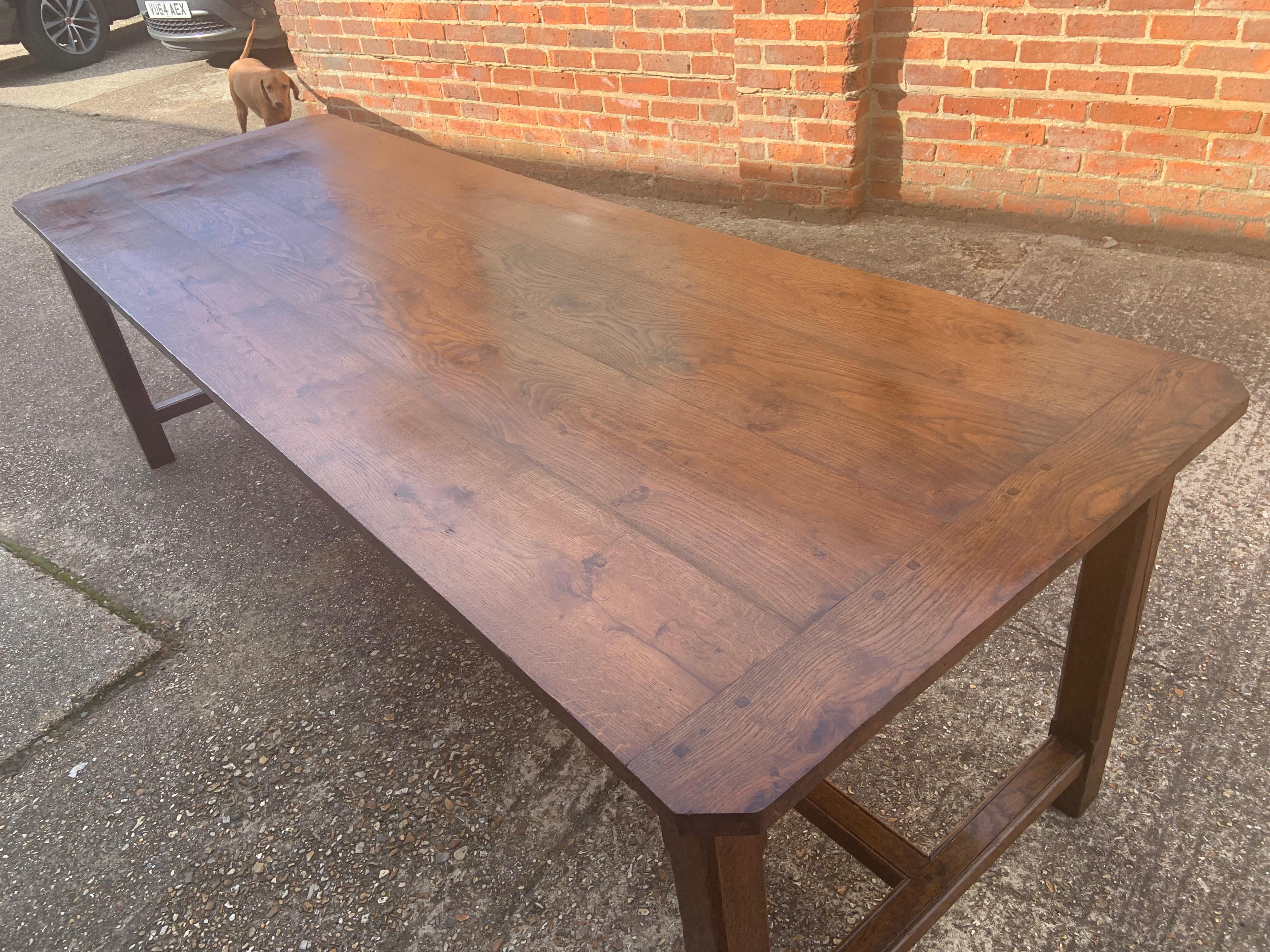 19th Century Oak Farmhouse Table with Drawer 1