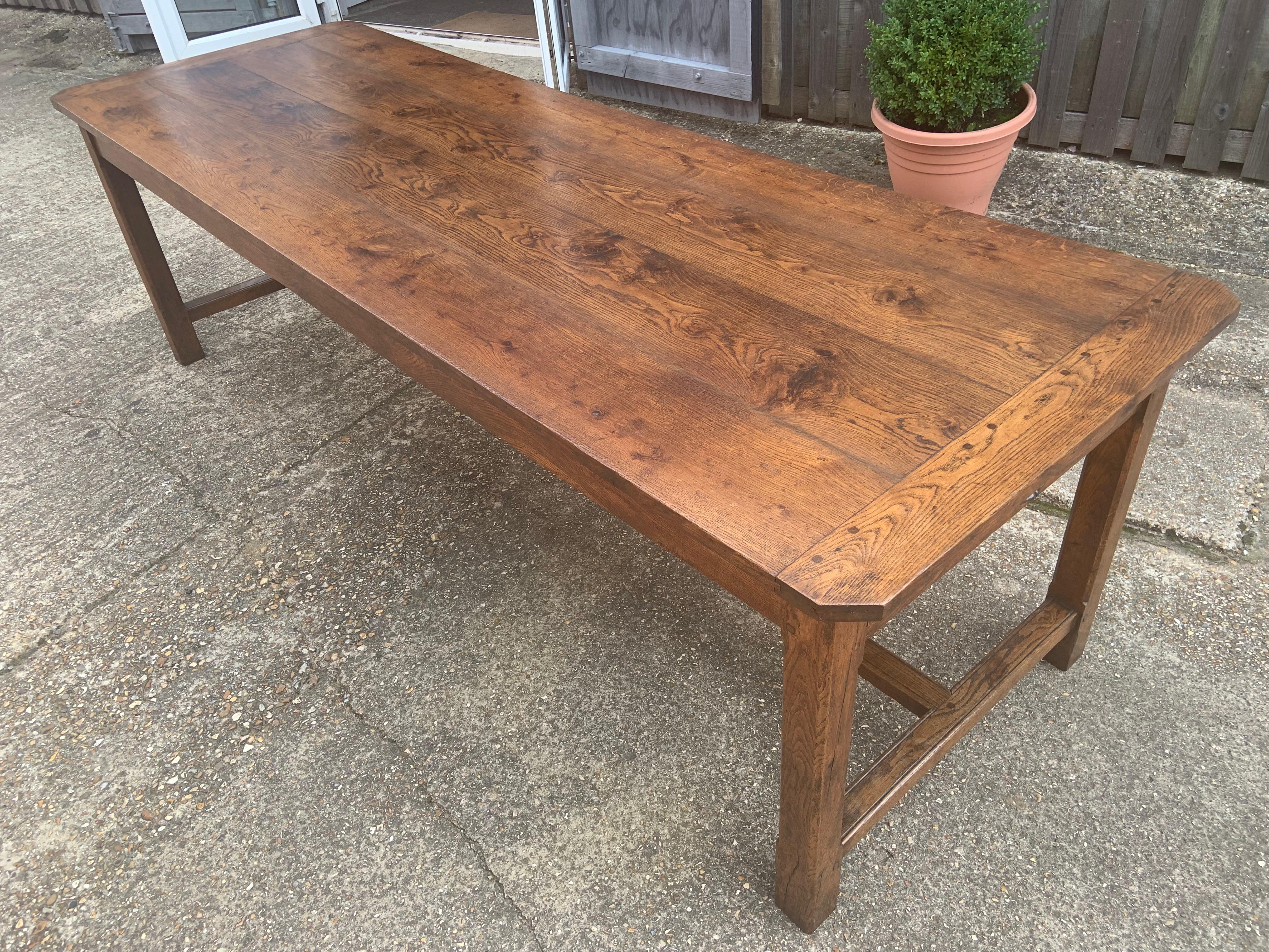 19th Century Oak Farmhouse Table with Drawer 2