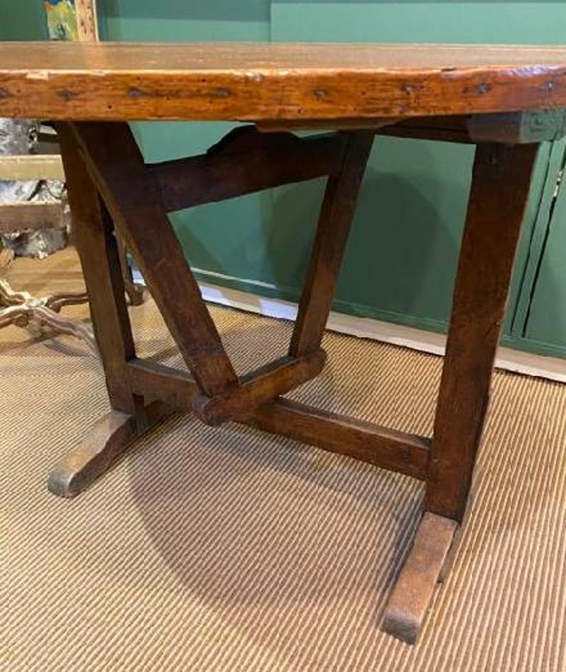 French Provincial 19th Century Oak French Wine Tasting Tilt-Top Table