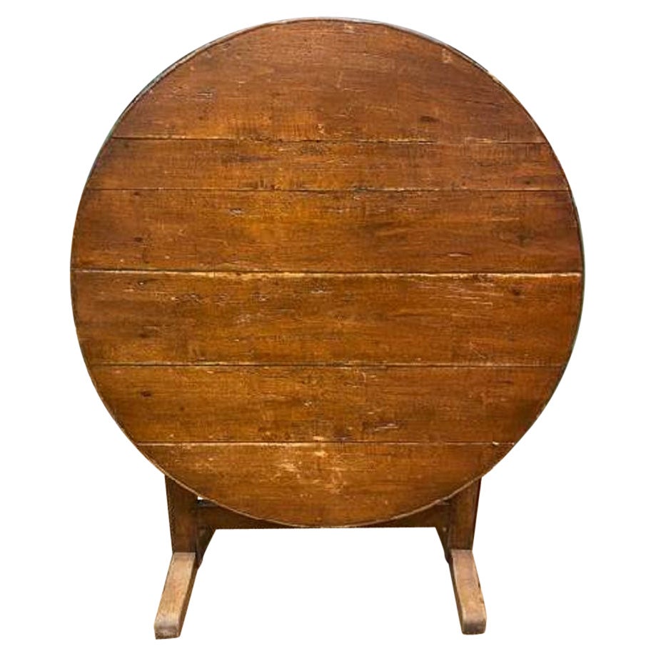 19th Century Oak French Wine Tasting Tilt-Top Table