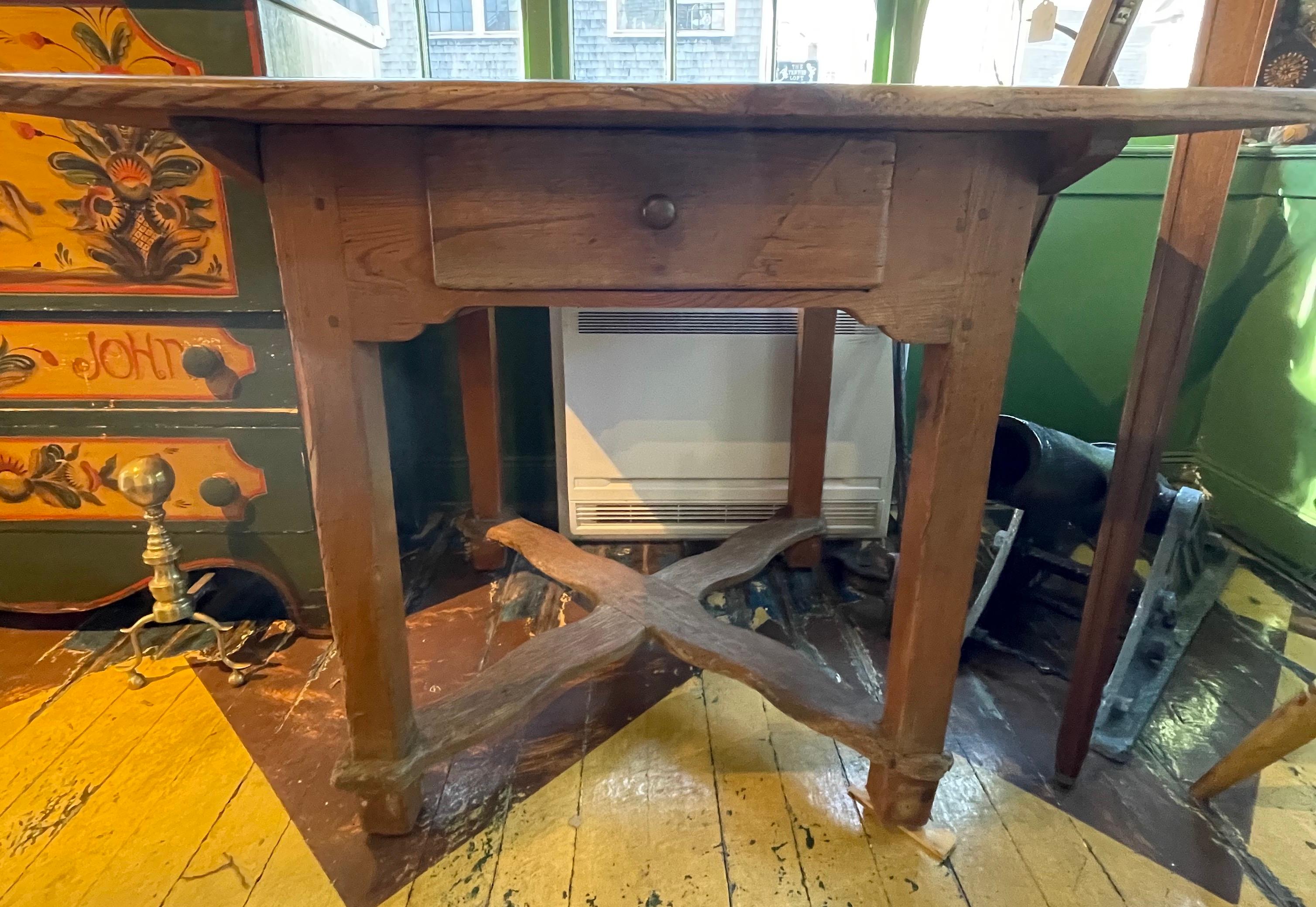 19th Century Oak Game Table with Single Drawer  For Sale 7