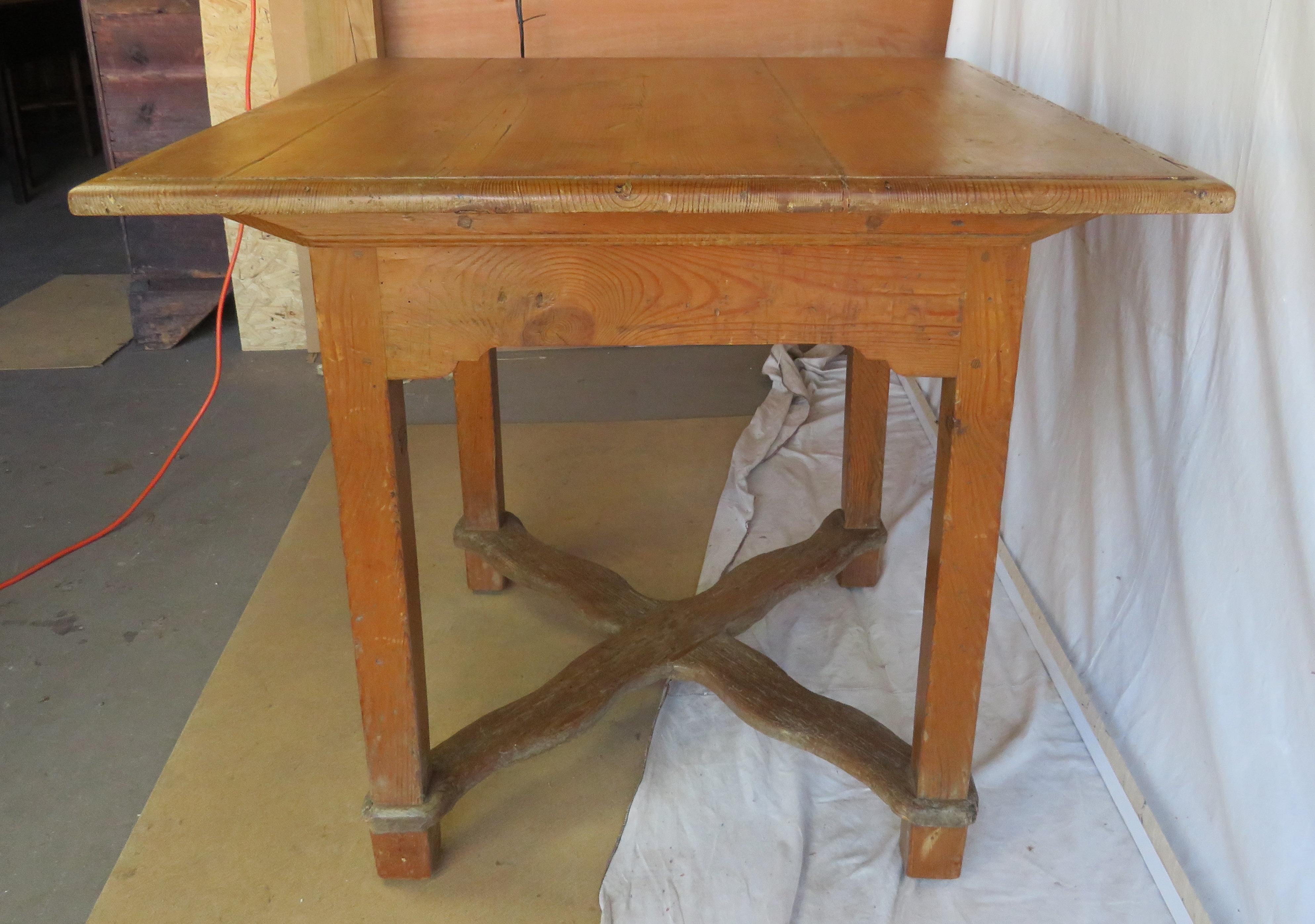 Hand-Crafted 19th Century Oak Game Table with Single Drawer  For Sale