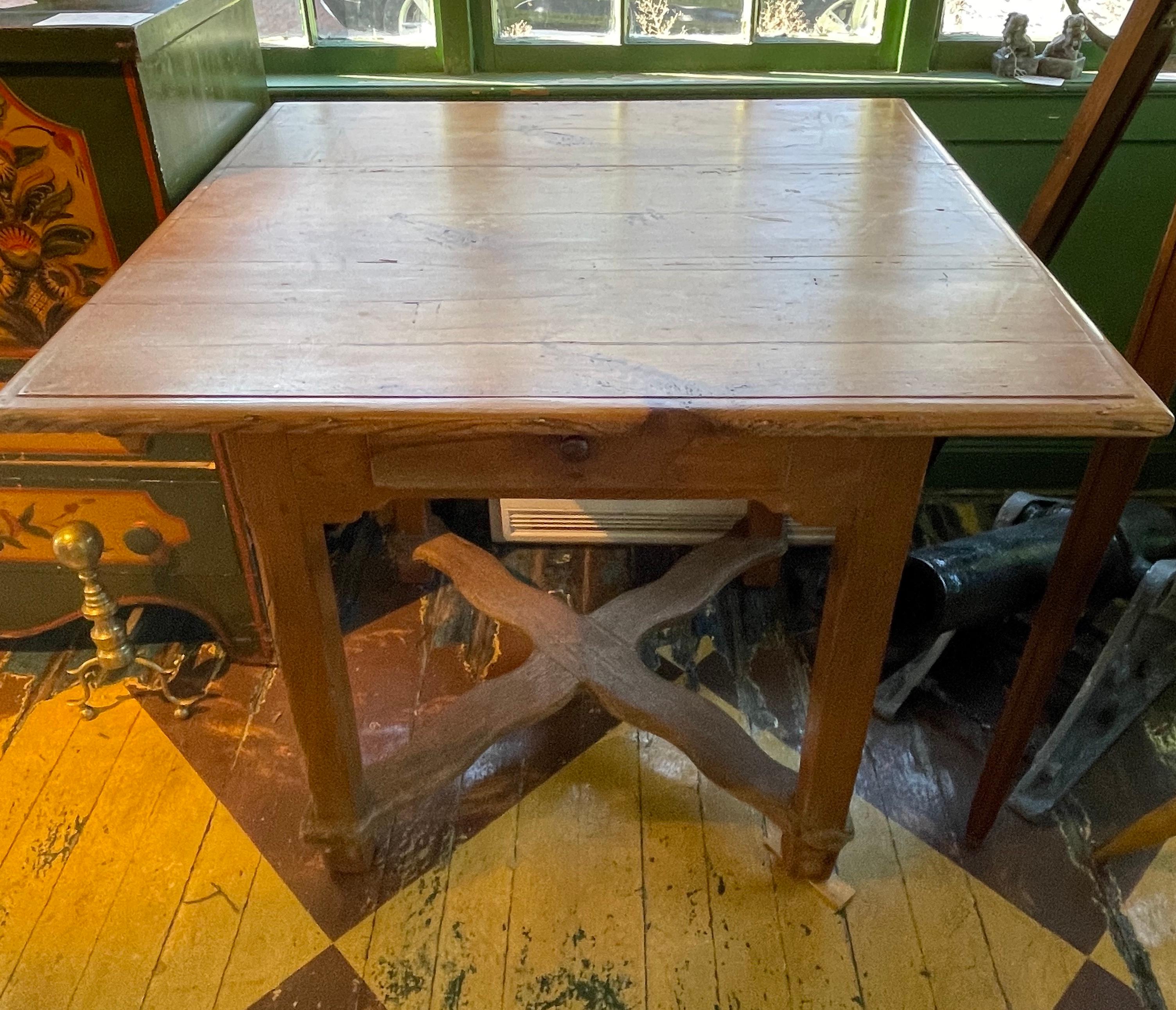 19th Century Oak Game Table with Single Drawer  For Sale 2