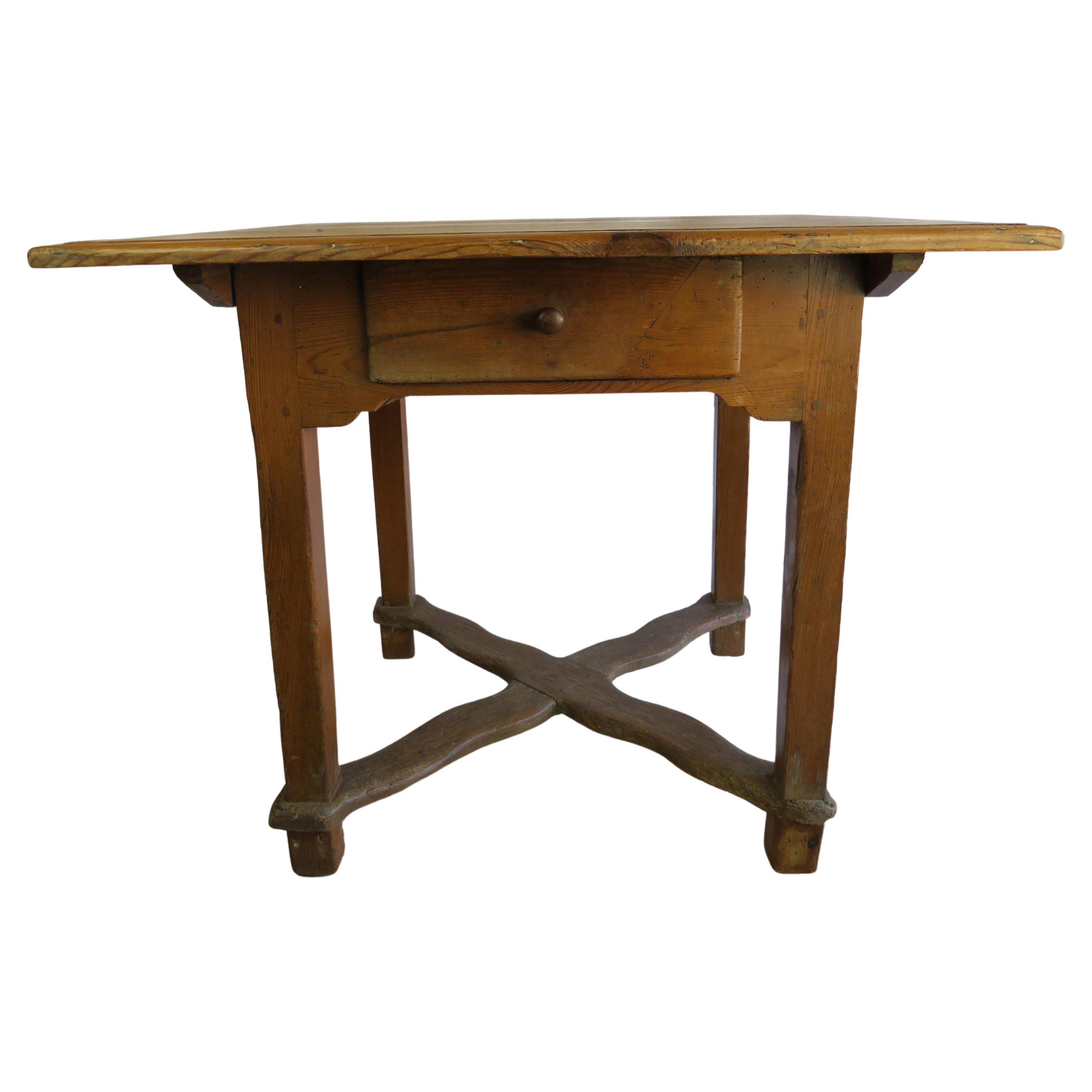 19th Century Oak Game Table with Single Drawer  For Sale