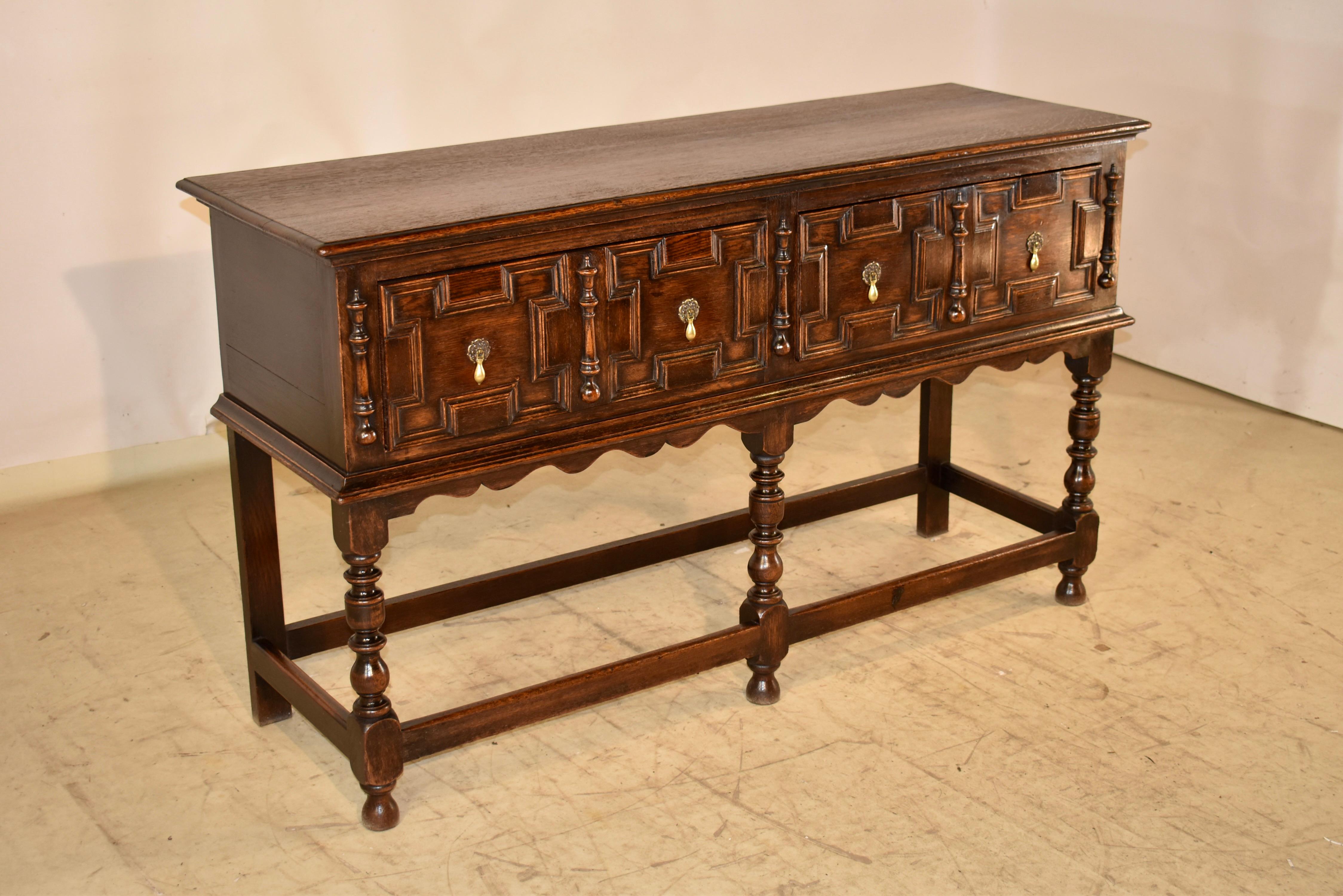 Inglese Credenza geometrica in Oak del XIX secolo dall'Inghilterra in vendita