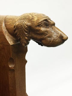 19th Century Oak Gothic Chair with Carved Dog Heads
