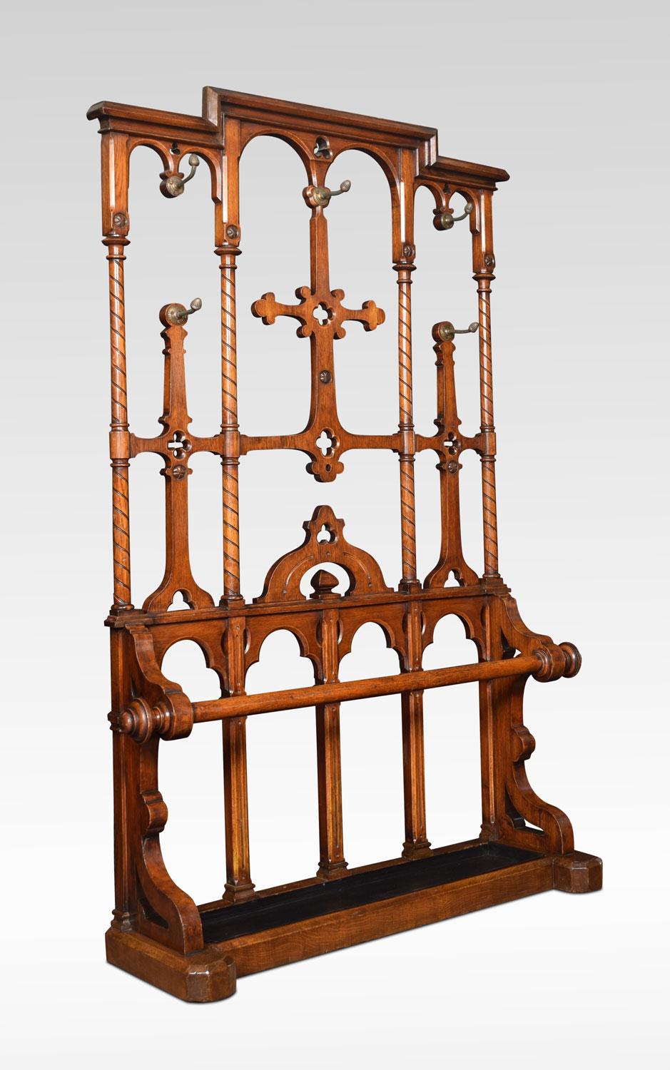 British 19th Century Oak Hall Stand in the Manner of Pugin