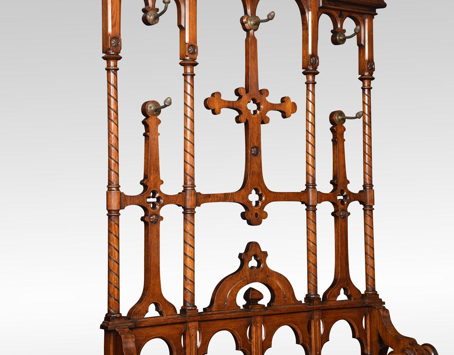19th Century Oak Hall Stand in the Manner of Pugin 4