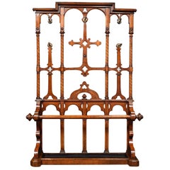 19th Century Oak Hall Stand in the Manner of Pugin