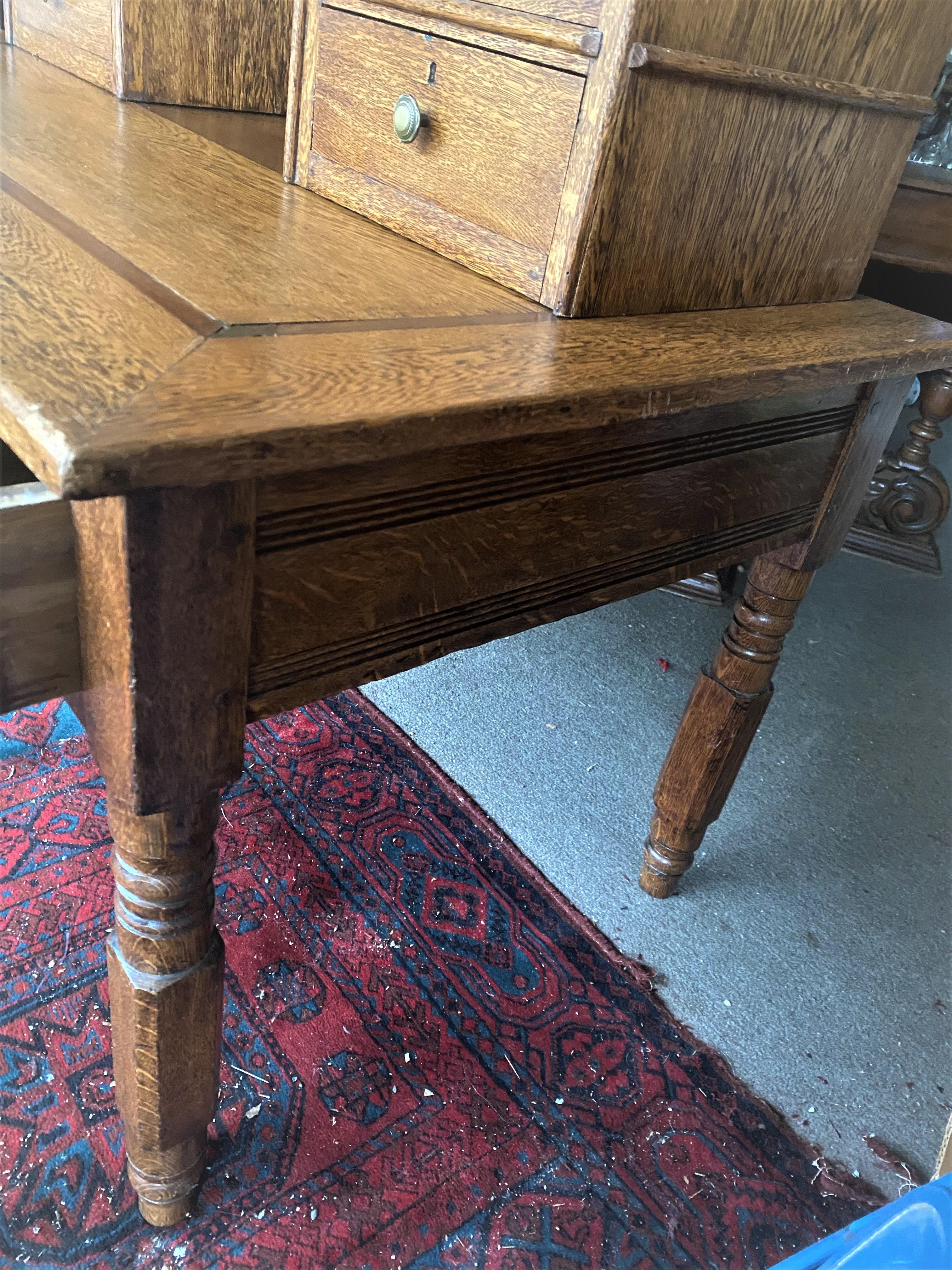Victorian 19th Century Oak Lawyer's Secretary Step Back Flat Top Desk For Sale