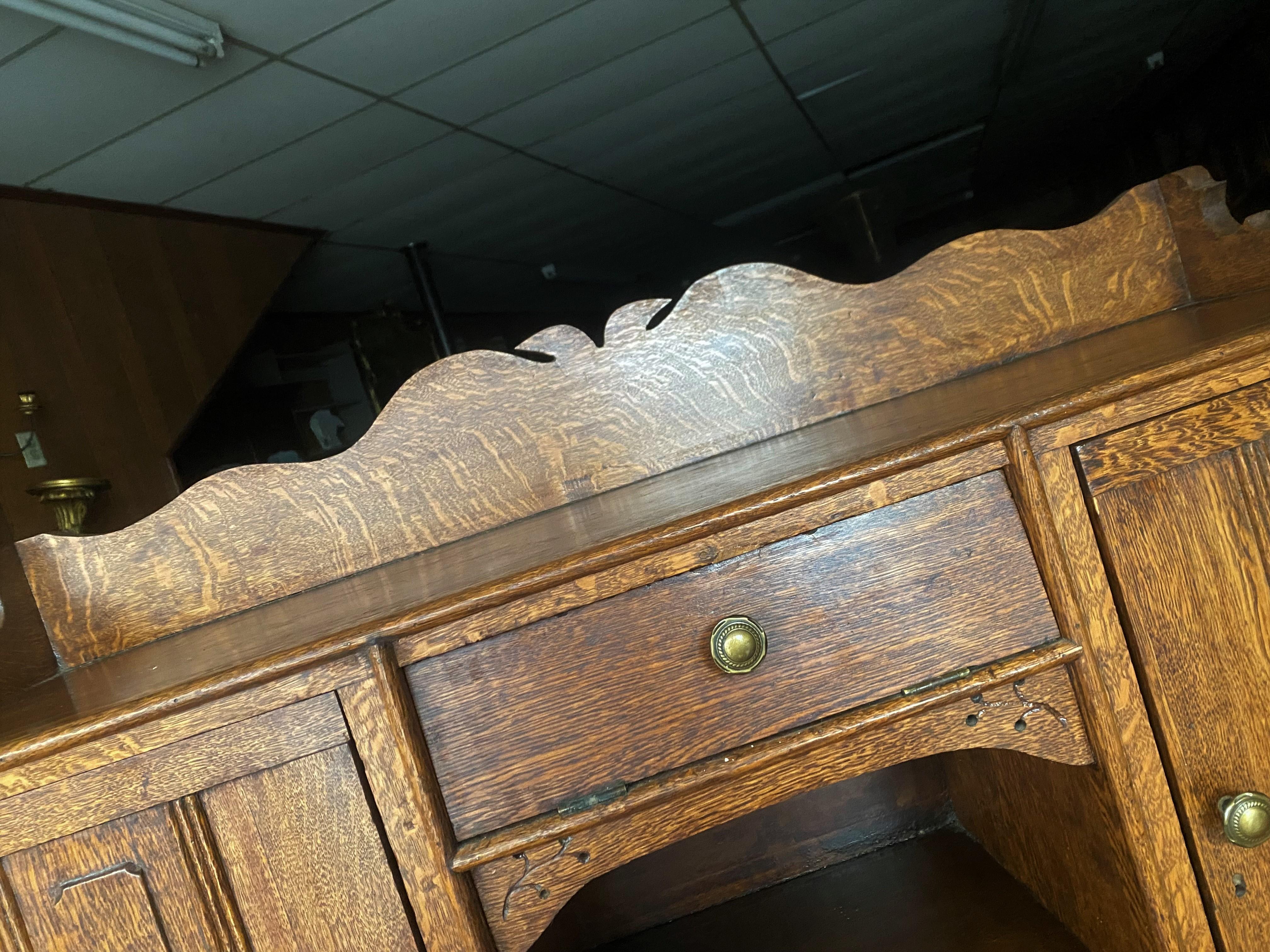 Unknown 19th Century Oak Lawyer's Secretary Step Back Flat Top Desk For Sale